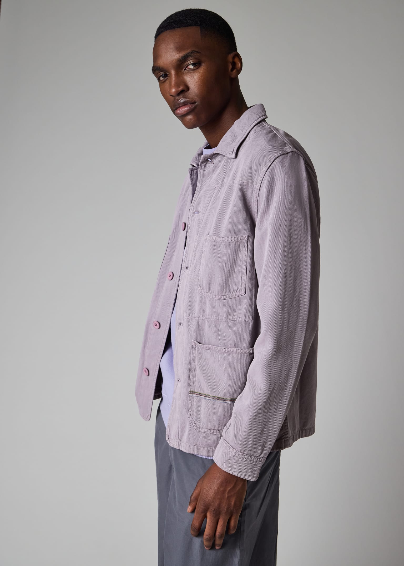 Men's Lilac Cotton-Linen Work Jacket