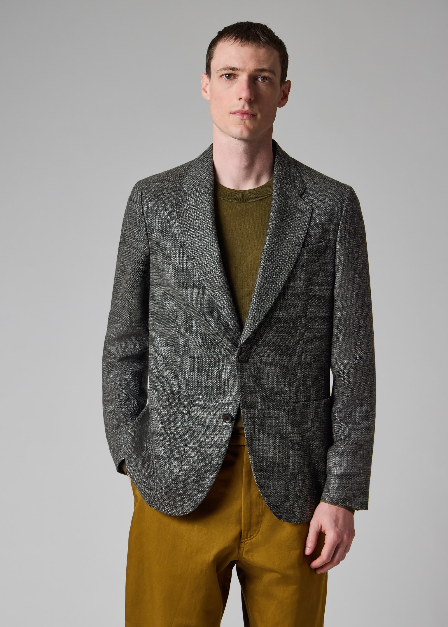 【未使用に近い】Paul Smith × イタリア高級生地CERRUTI Men's Grey Wool-Silk Buggy-Lined Blazer