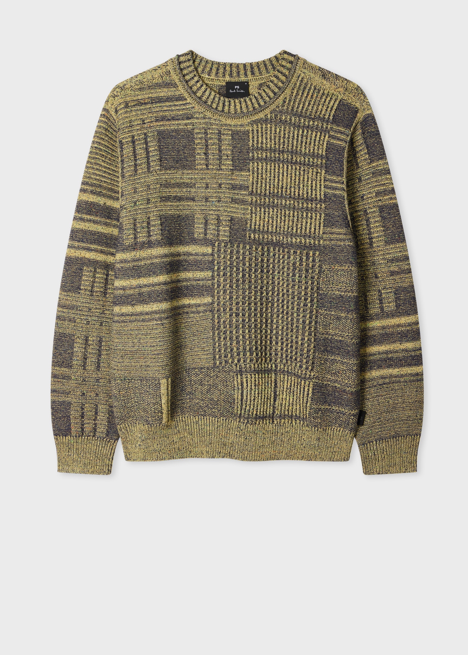 Paul Smith スウェット Men's Lime 'Patchwork' Cotton-Blend Sweater