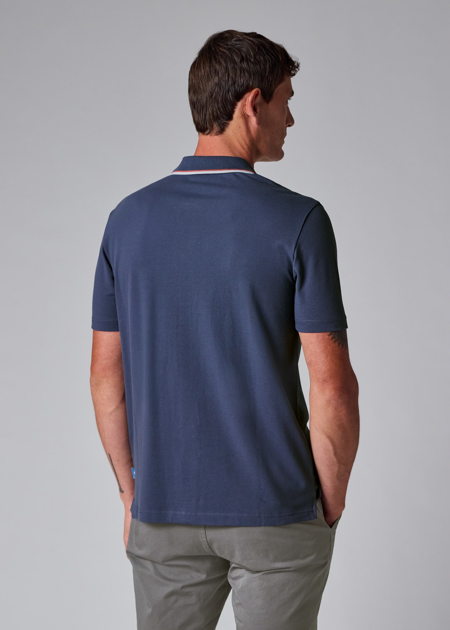 Men's Blue Button-Through Polo Shirt
