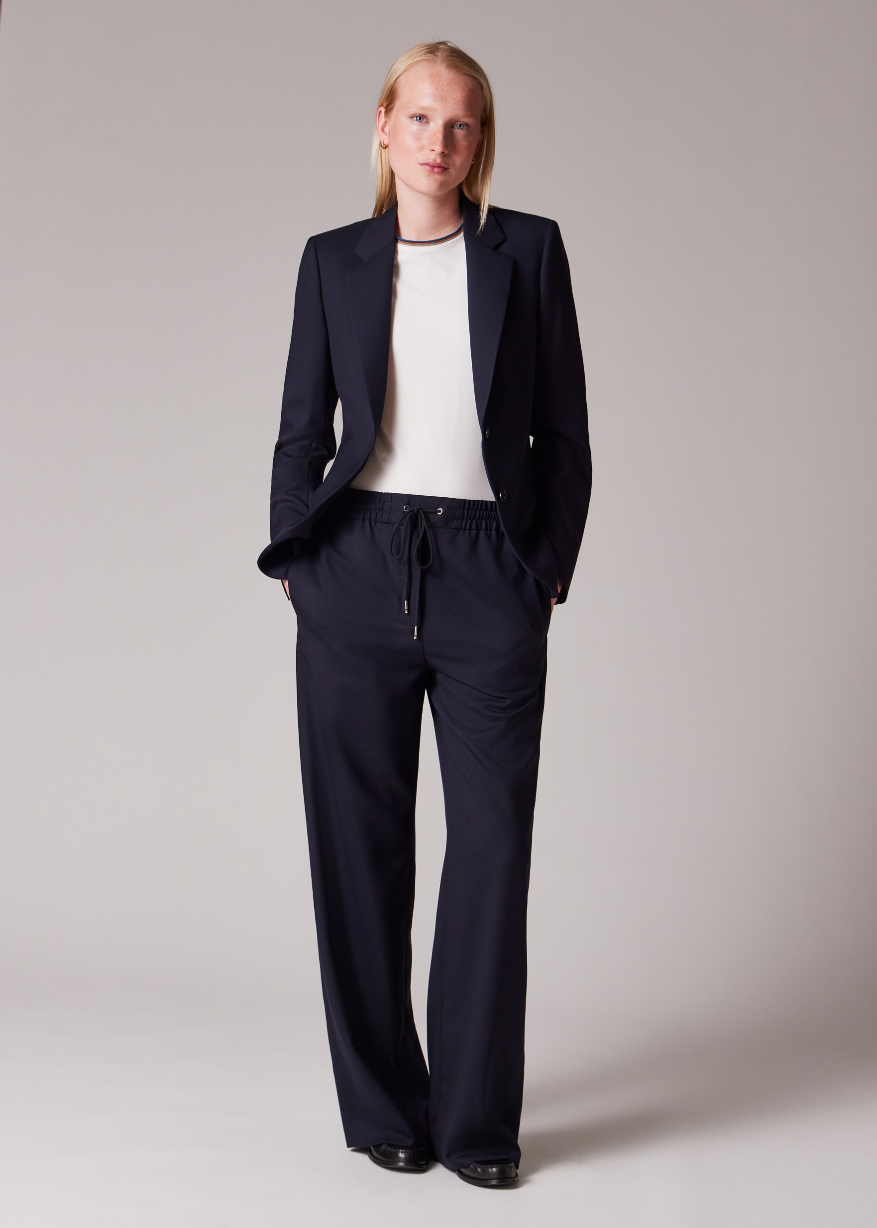 A Suit To Travel In - Women's Navy Two-Button Wool Blazer