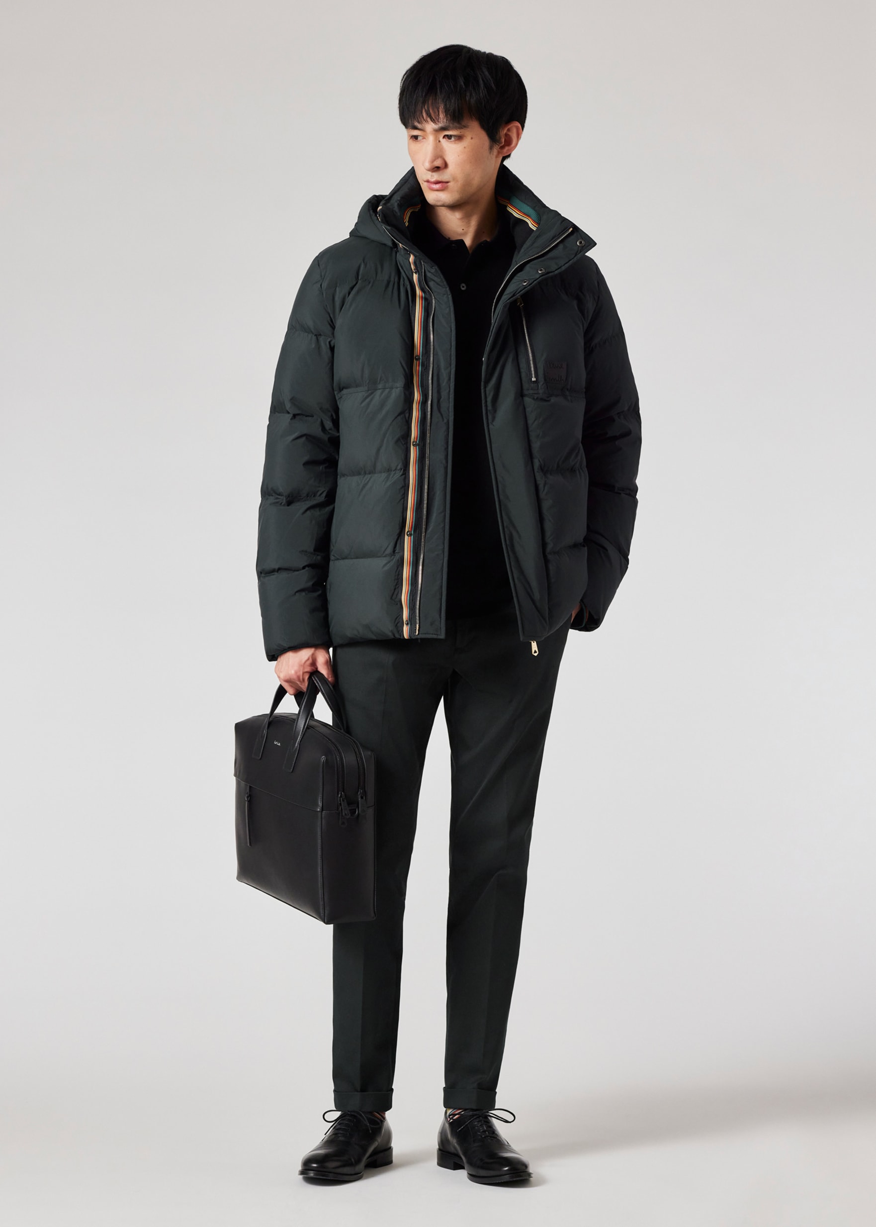 Men's Forest Green Water-Repellent Short Down Coat