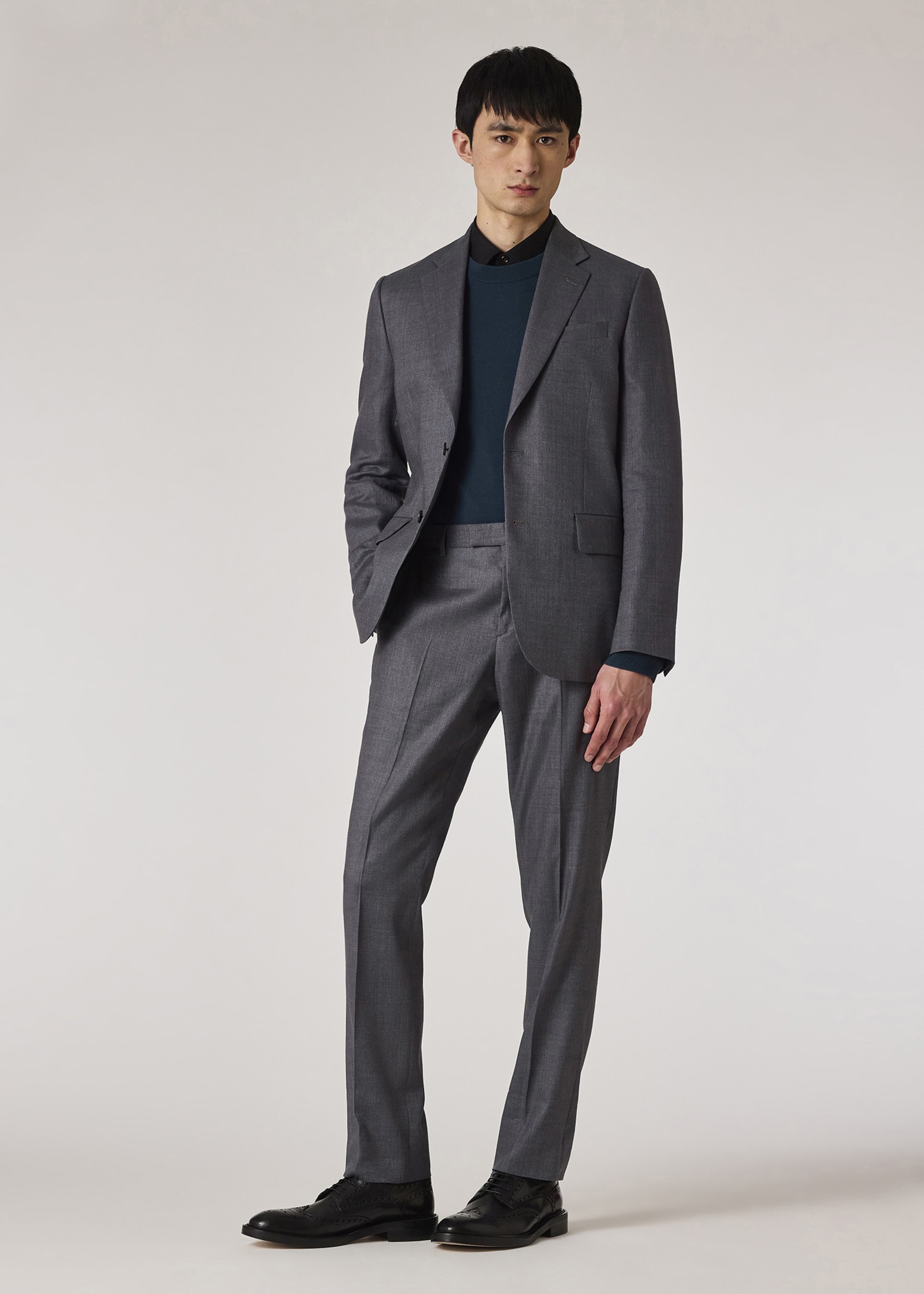 Model View - Petrol Blue Merino Wool Sweater Paul Smith