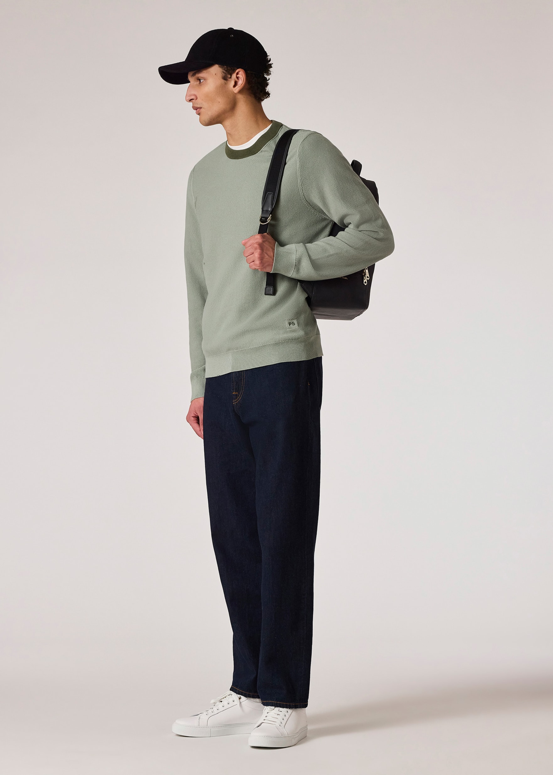 Model view - Sage Green Organic Cotton Sweater Paul Smith