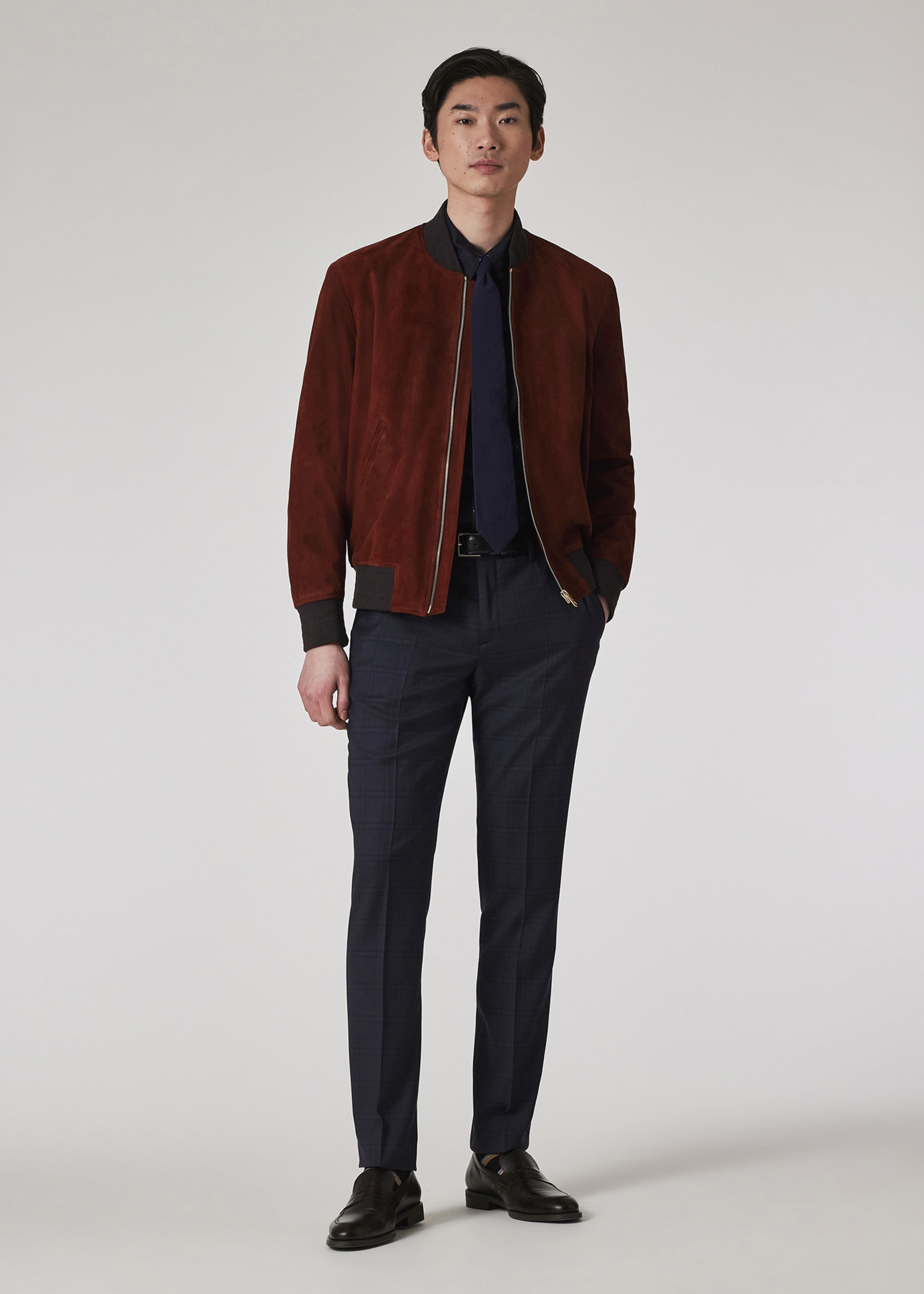 Men's Cherry Red Suede Bomber Jacket