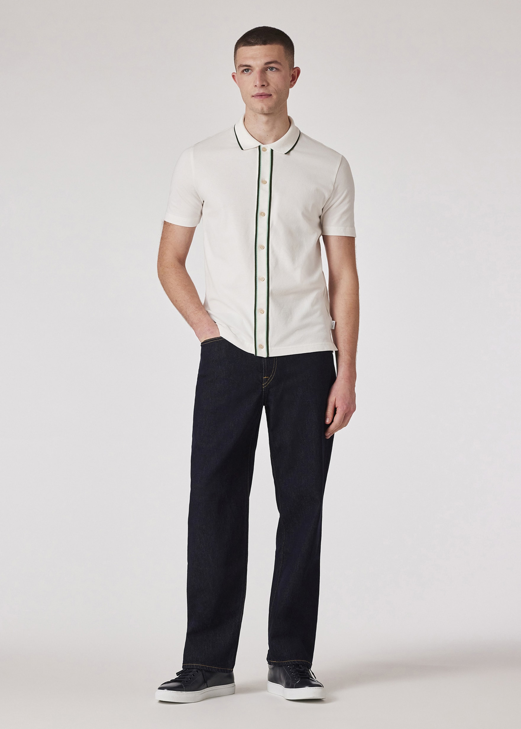 Tシャツ・カットソー BALLANTYNE SS23 REGULAR FIT POLO SHIRT (B2W082_14L1414617) Ecru Button-Front Stretch-Cotton Polo Shirt