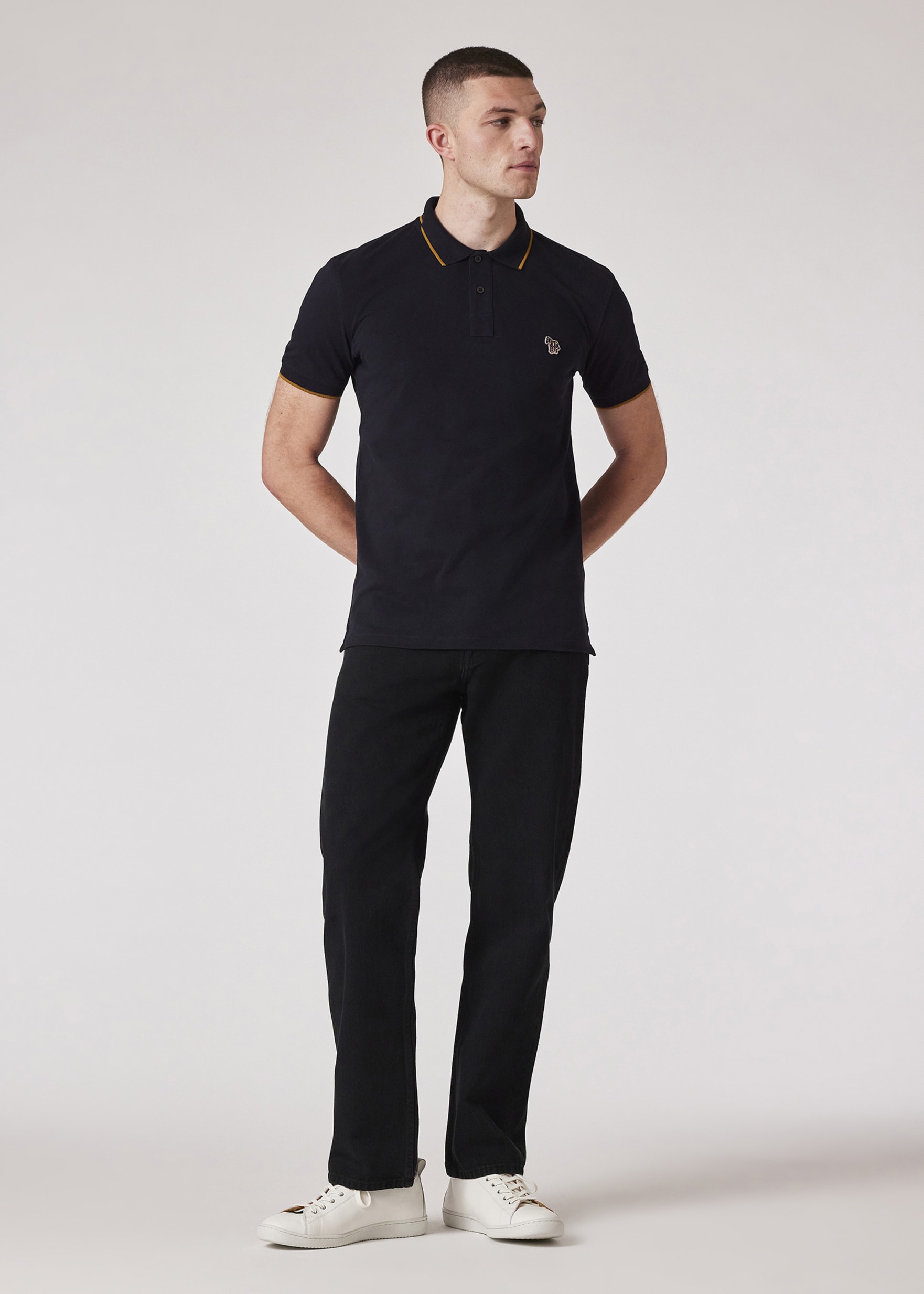 Tシャツ・カットソー Paul Smith Men's Cotton Zebra Logo Polo Shirt Dark Navy Men's Dark Navy Zebra Logo Polo Shirt With Contrast Tipping