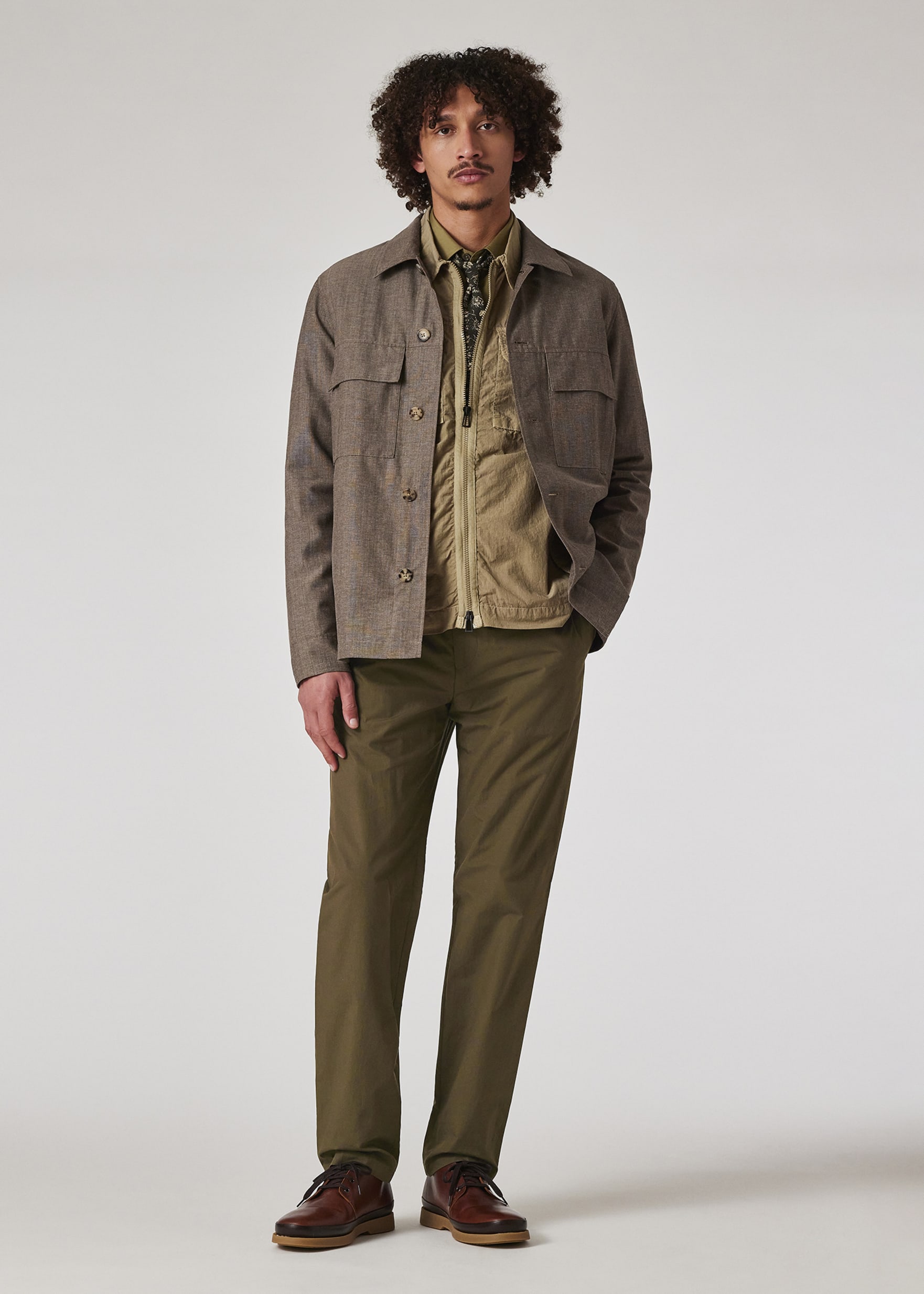 ジャケット・アウター Paul Smith NYLON MILITARY COAT Men's Navy Garment-Dye Cotton-Linen Field Jacket