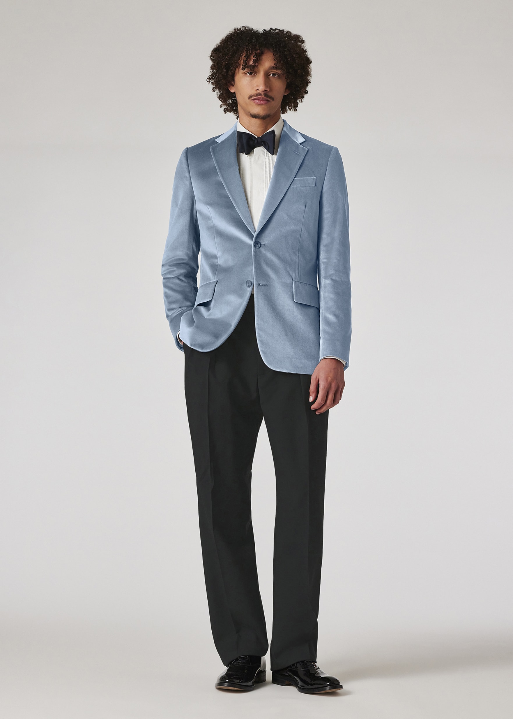 Model view - Black Wool-Mohair Pleat Front Trousers