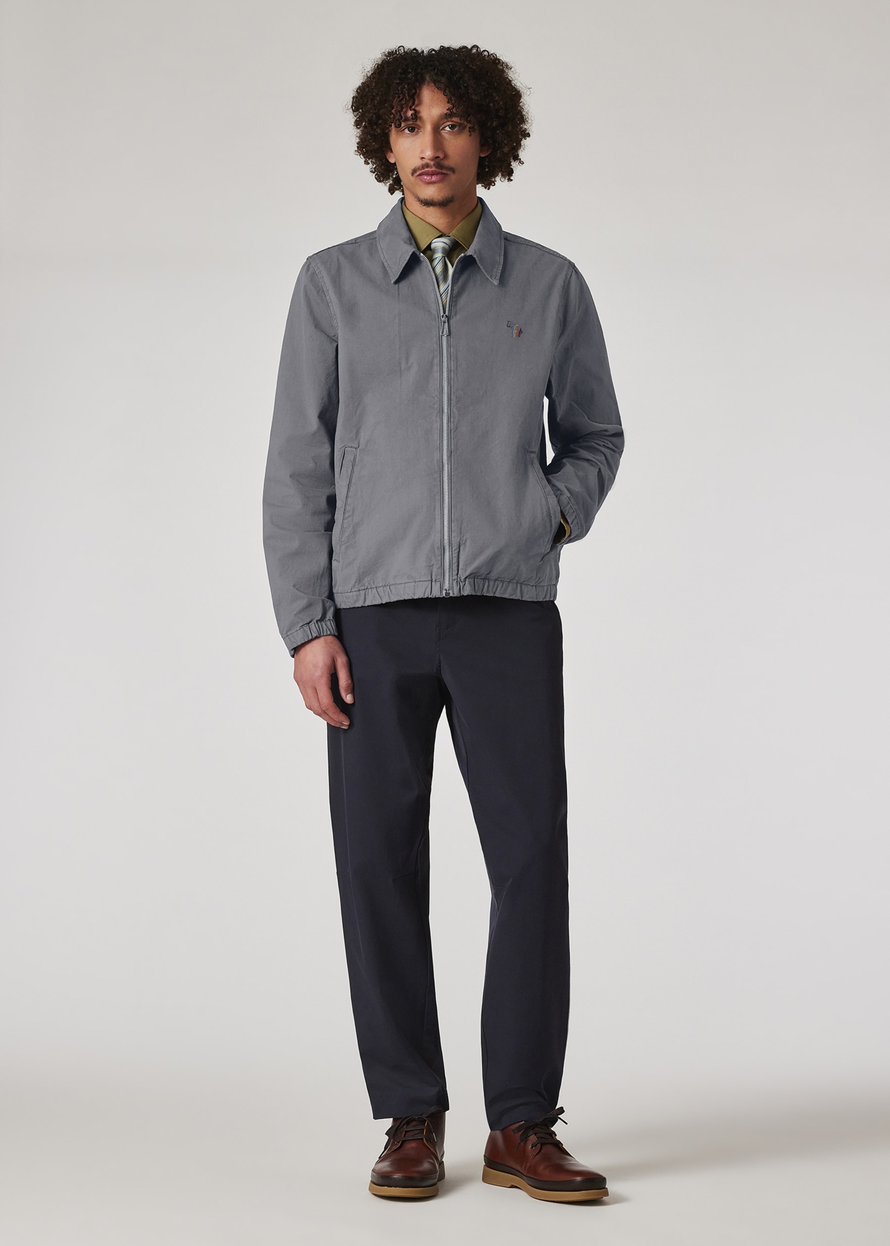 Men's Grey 'Broad Stripe Zebra' Coach Jacket