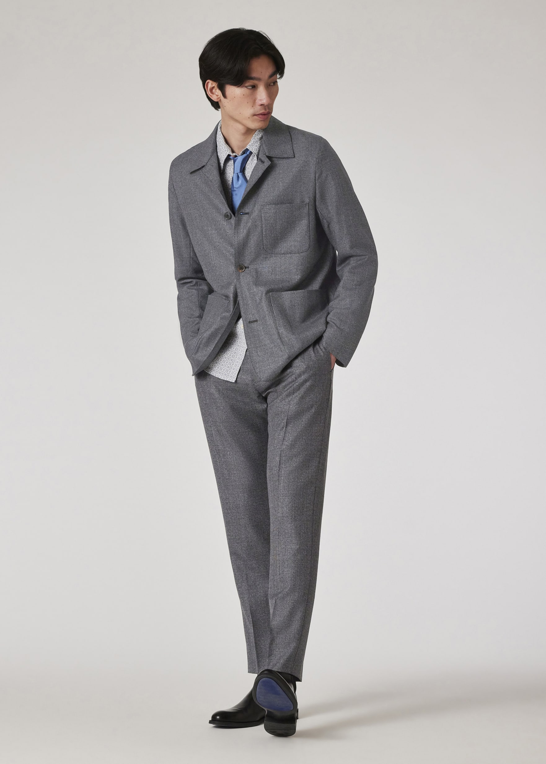 Men's Grey Check Wool Work Jacket