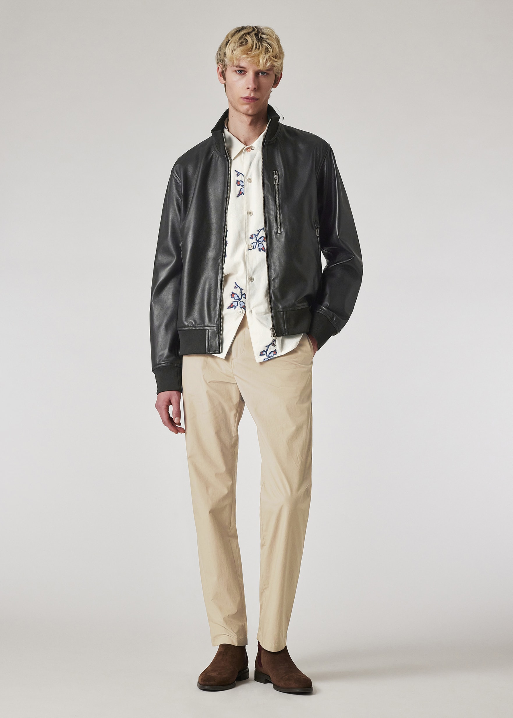 Model view - Sand Cotton Poplin Chinos Paul Smith