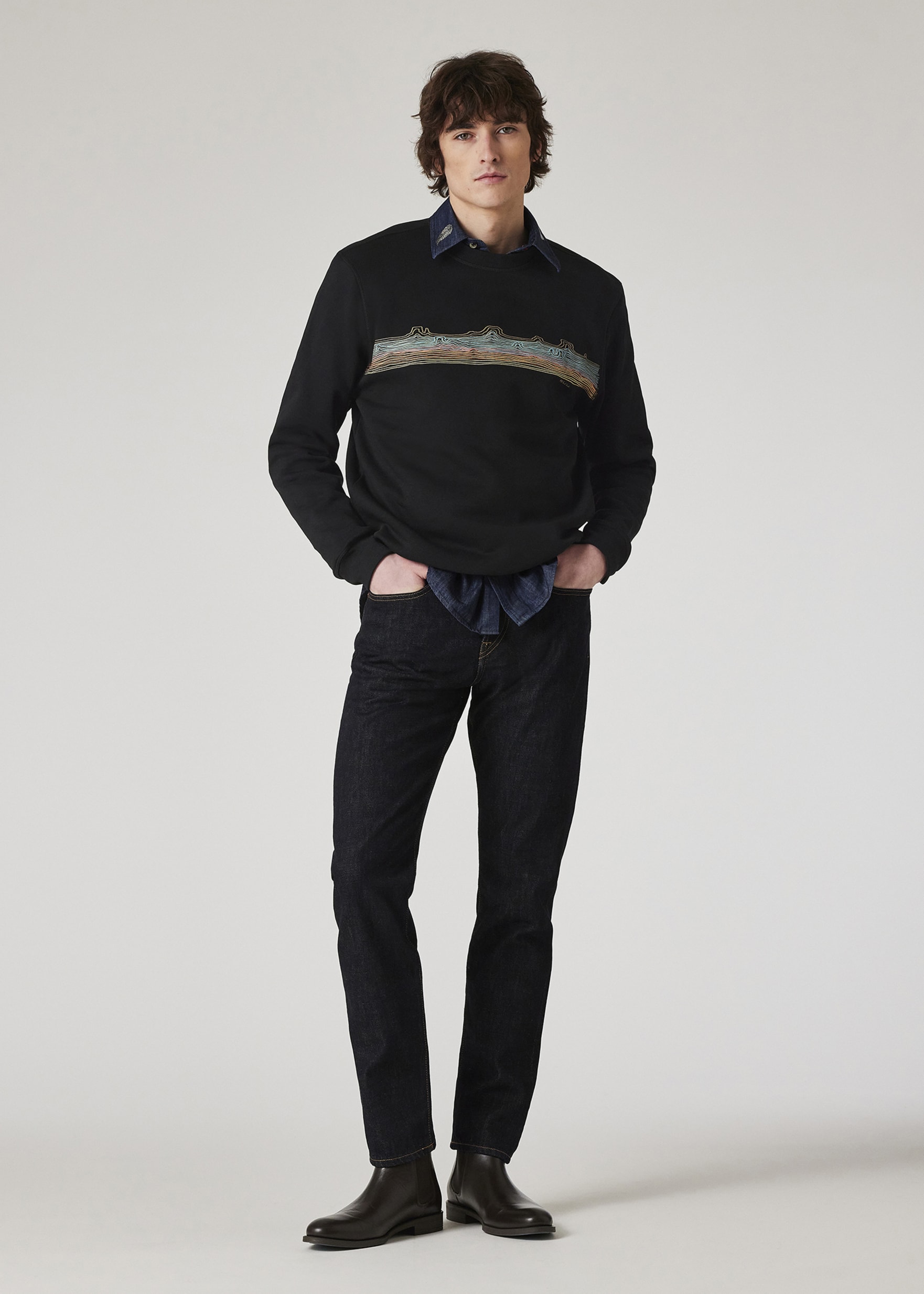 Men's Black 'Desert Stripe' Cotton-Blend Sweatshirt