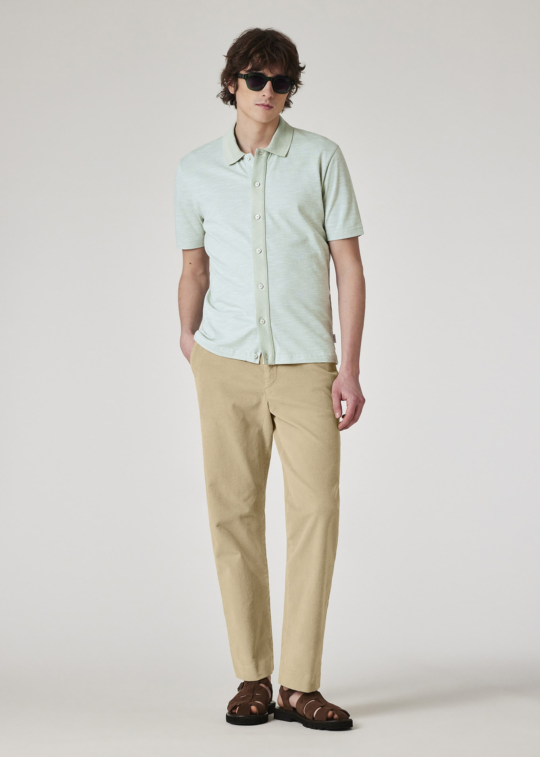 Model view - Relaxed-Fit Light Tan Corduroy Trousers Paul Smith