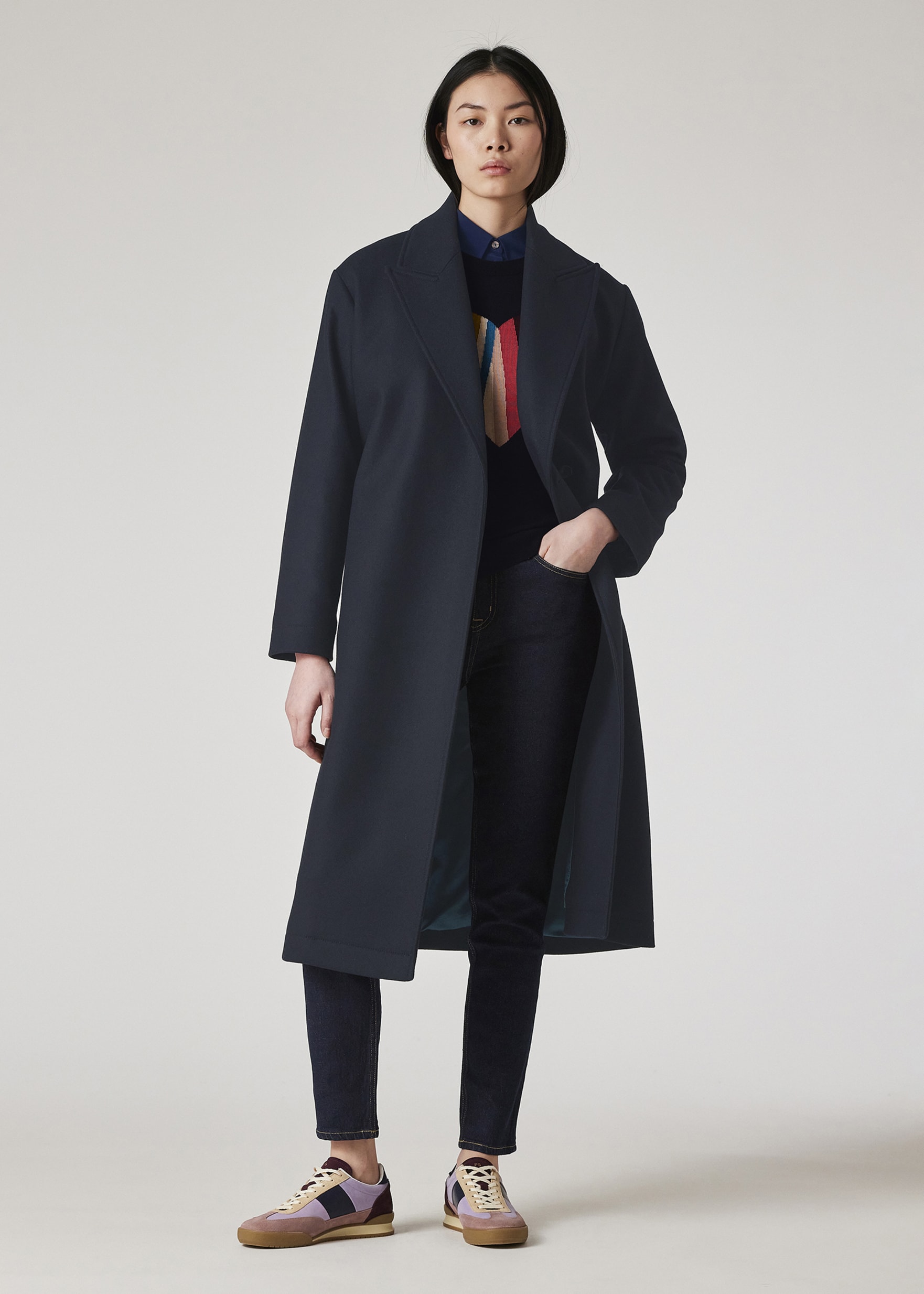 ジャケット・アウター Paul smith alpaca wool long coat navy ex Men's Dark Navy Stretch-Wool Seersucker Field Jacket