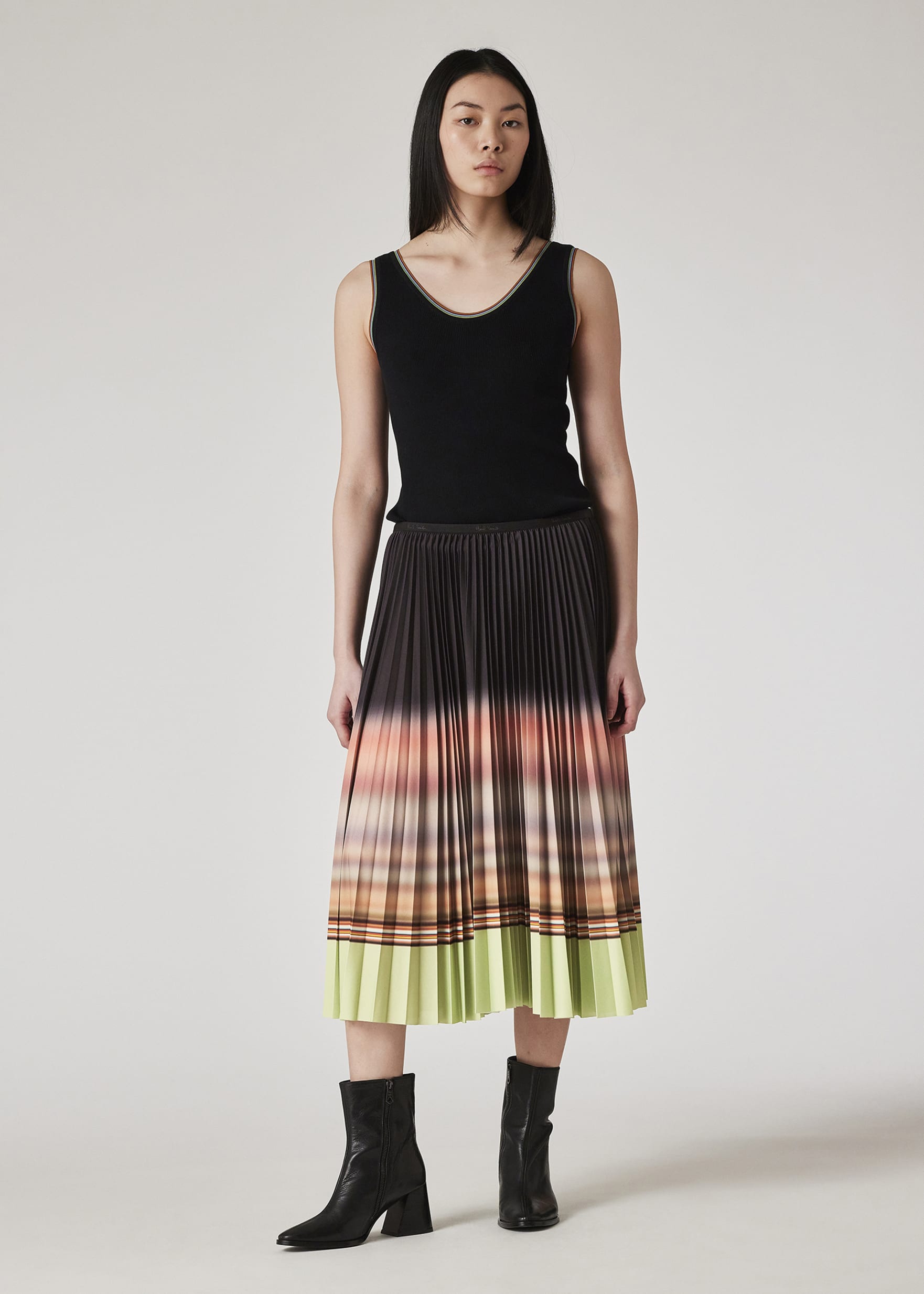 Women's Pistachio Gradient 'Signature Stripe' Pleated Skirt
