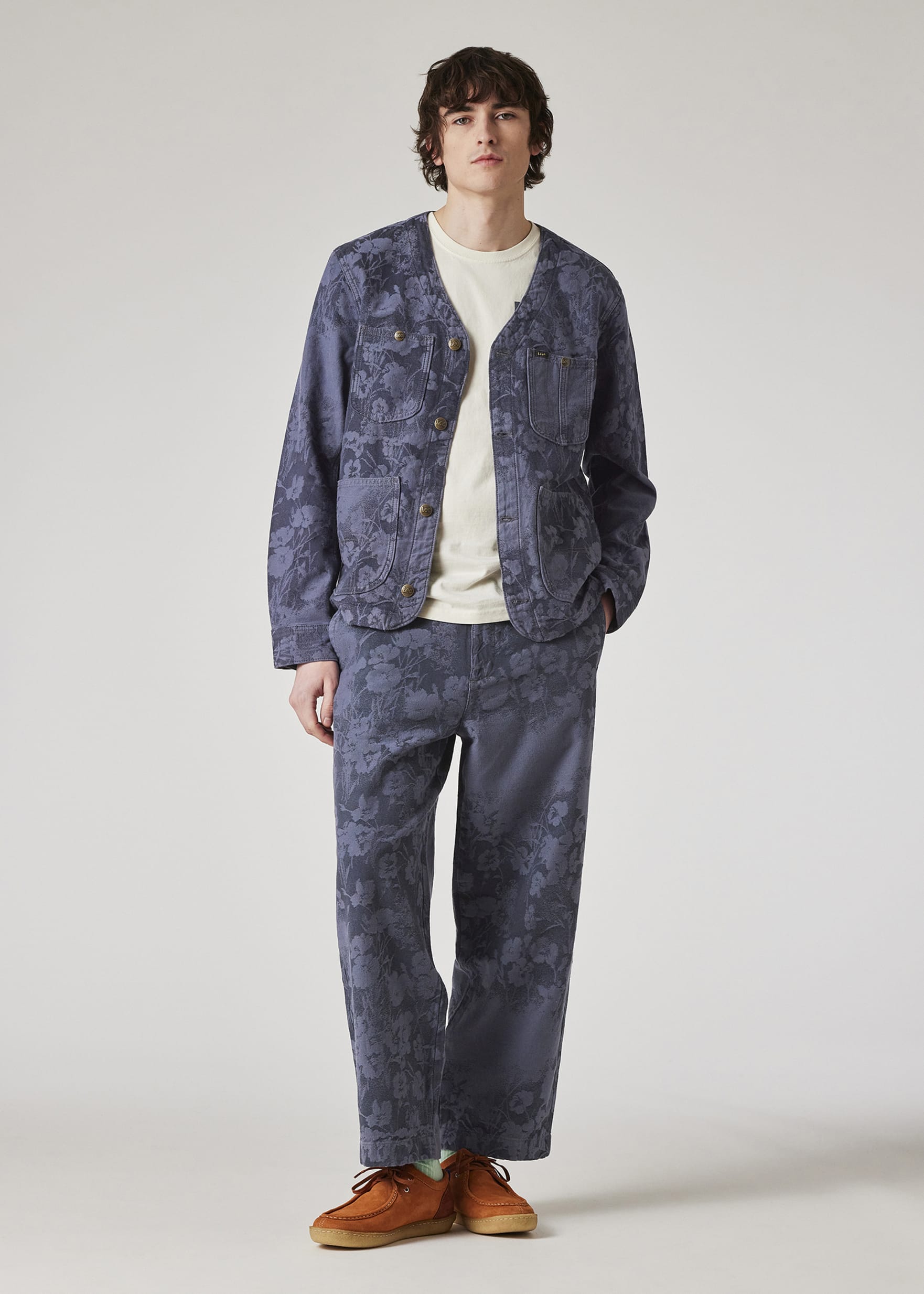 Model view - Paul Smith + Lee® Indigo Jacquard Tapered Trousers