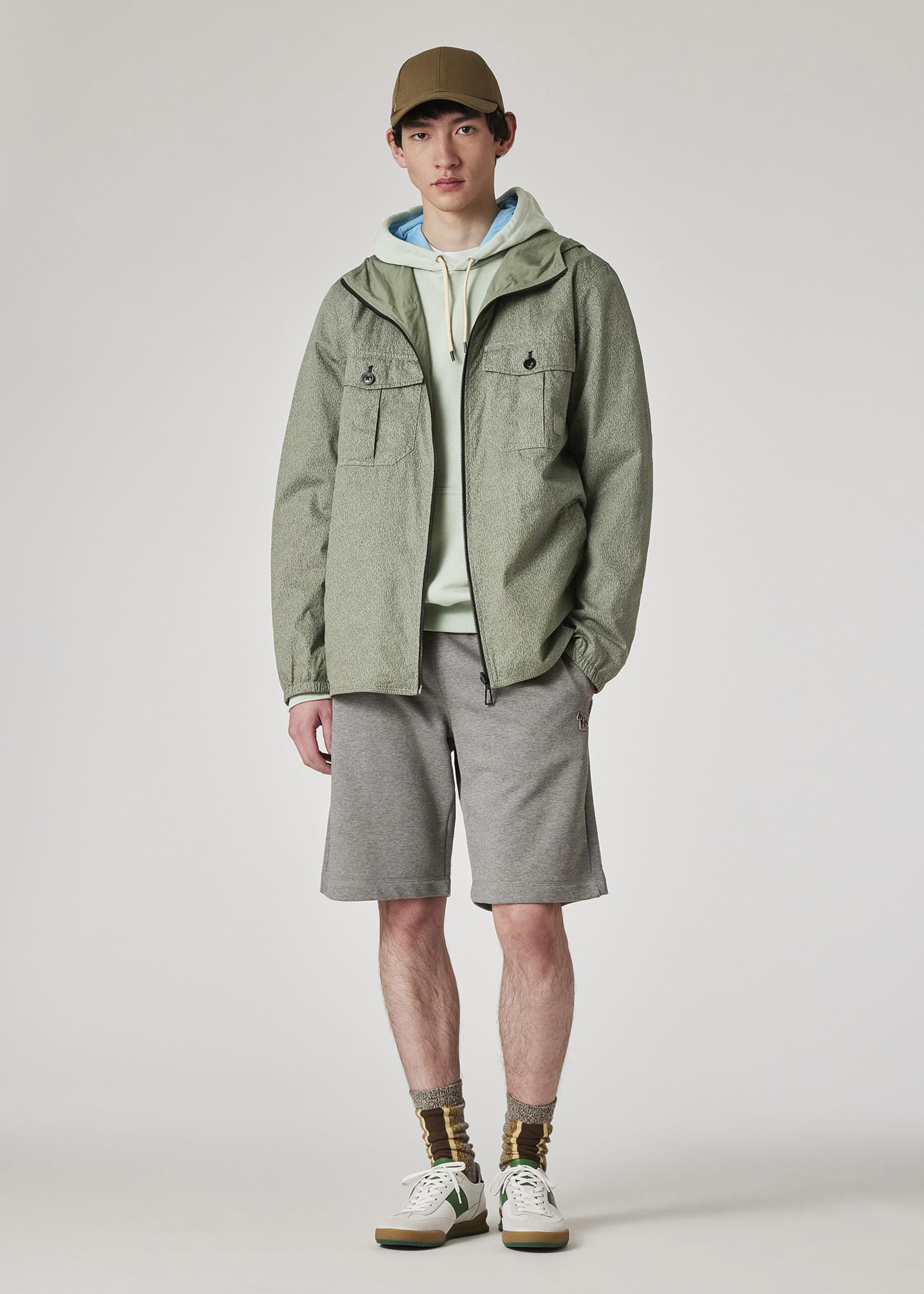Model view - Sage Green Zebra Logo Organic Cotton Hoodie Paul Smith