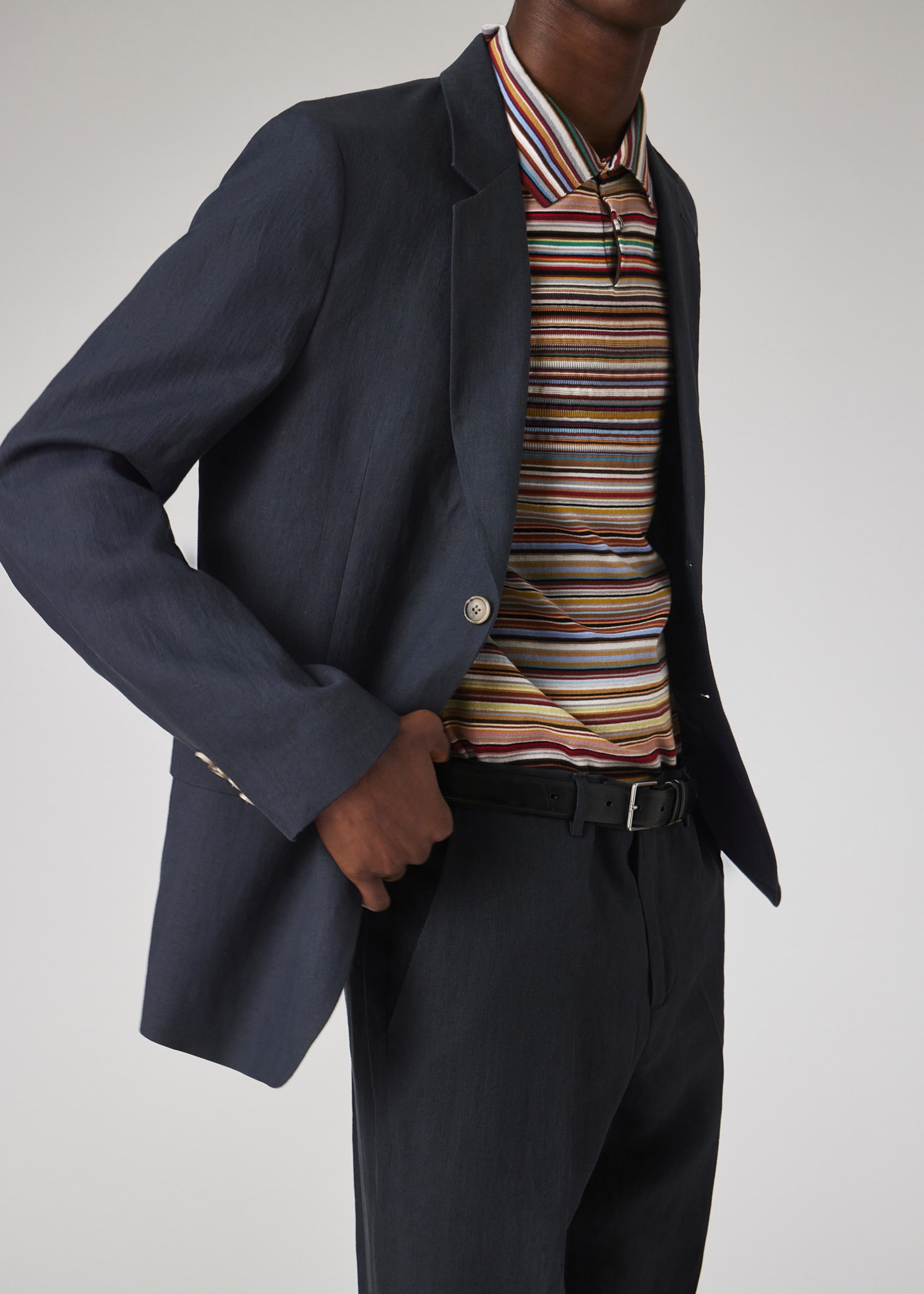 Men's Navy Linen Buggy-Lined Blazer