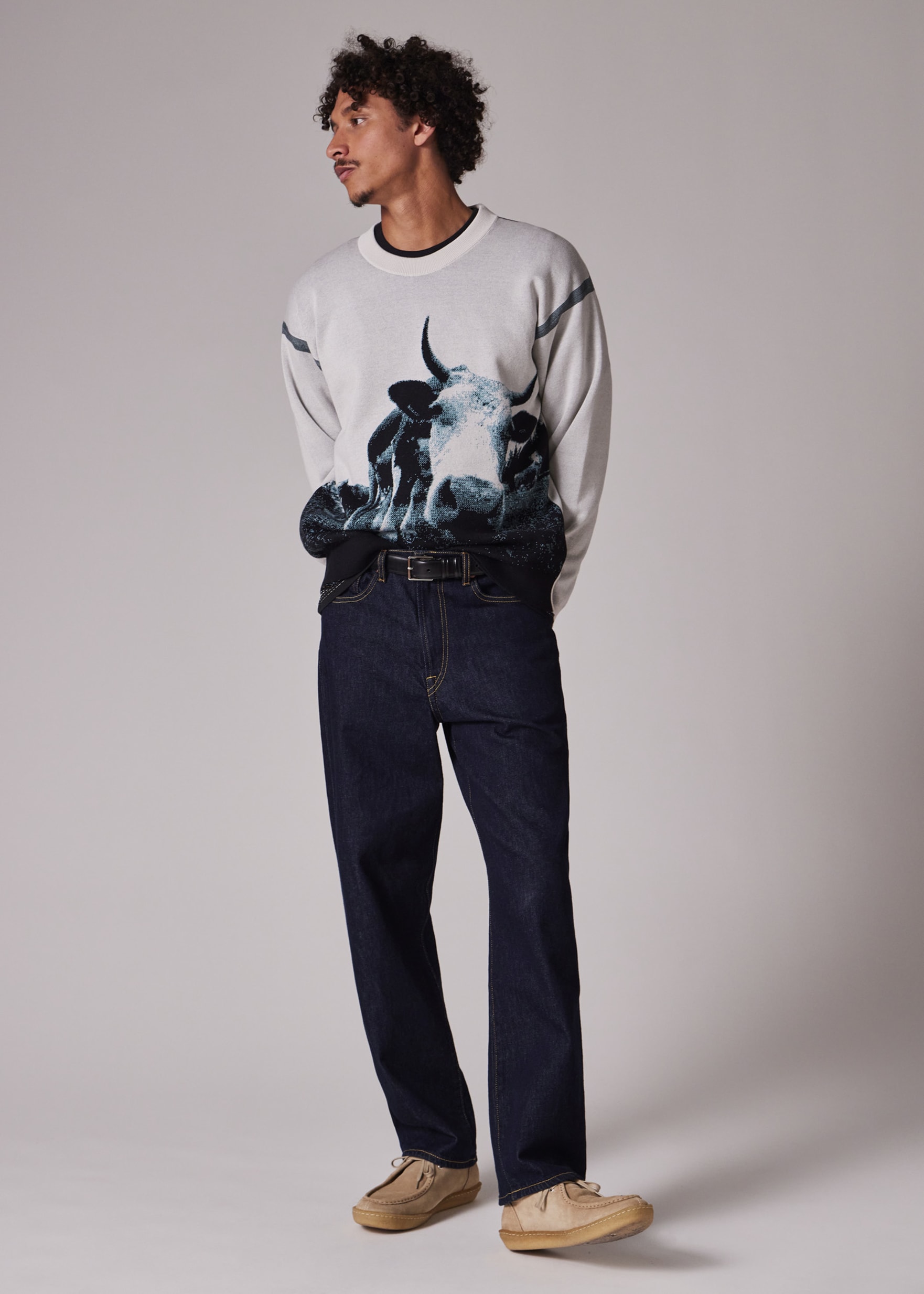 shu_m　　　　　　　　　　　　　　　　　【極厚革】Ｐａｕｌ Ｓｍｉｔｈ Men's 'Cow' Jacquard Cotton Sweater