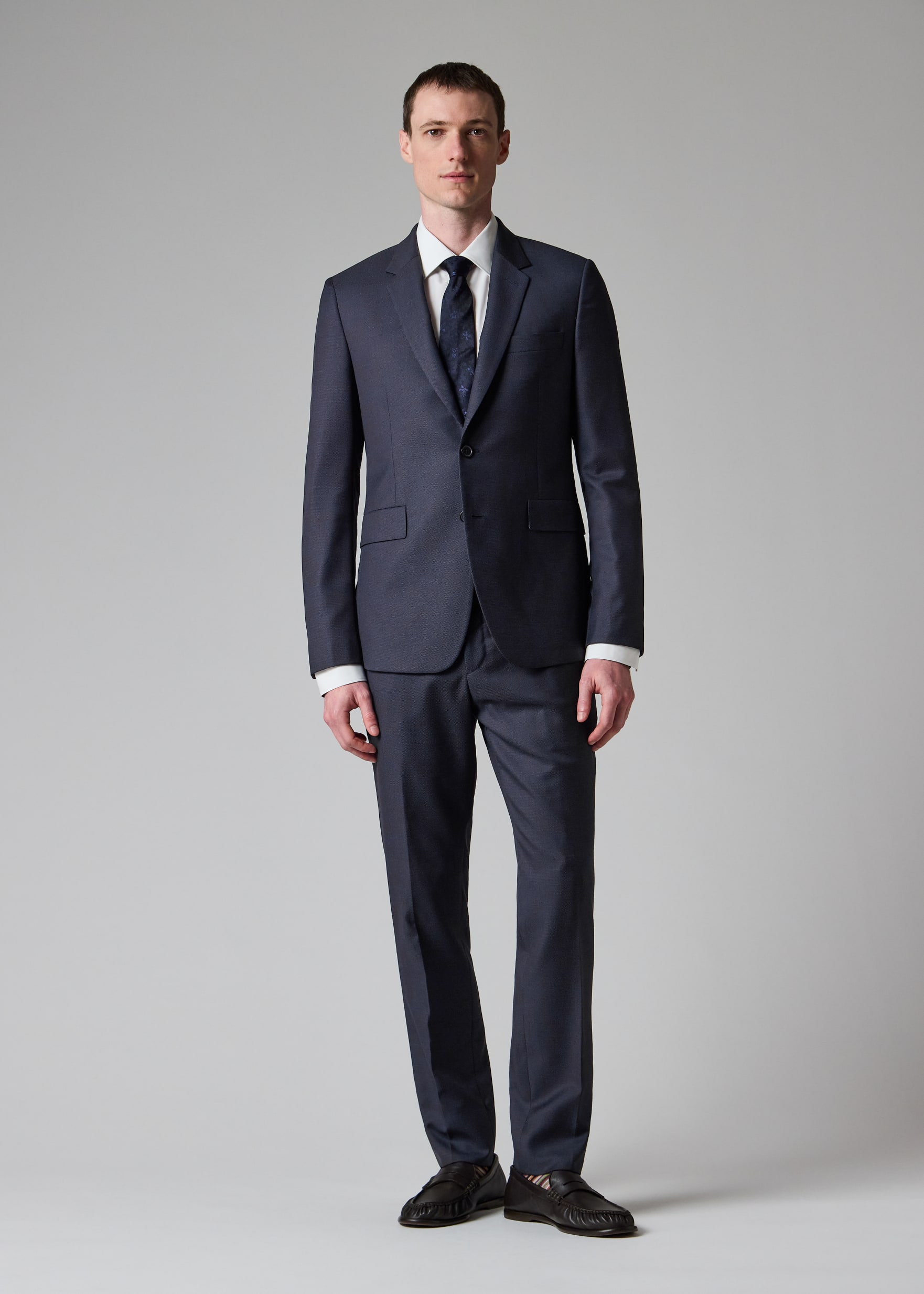 The Kensington - Men's Slim-Fit Dark Navy Pin Dot Wool Suit