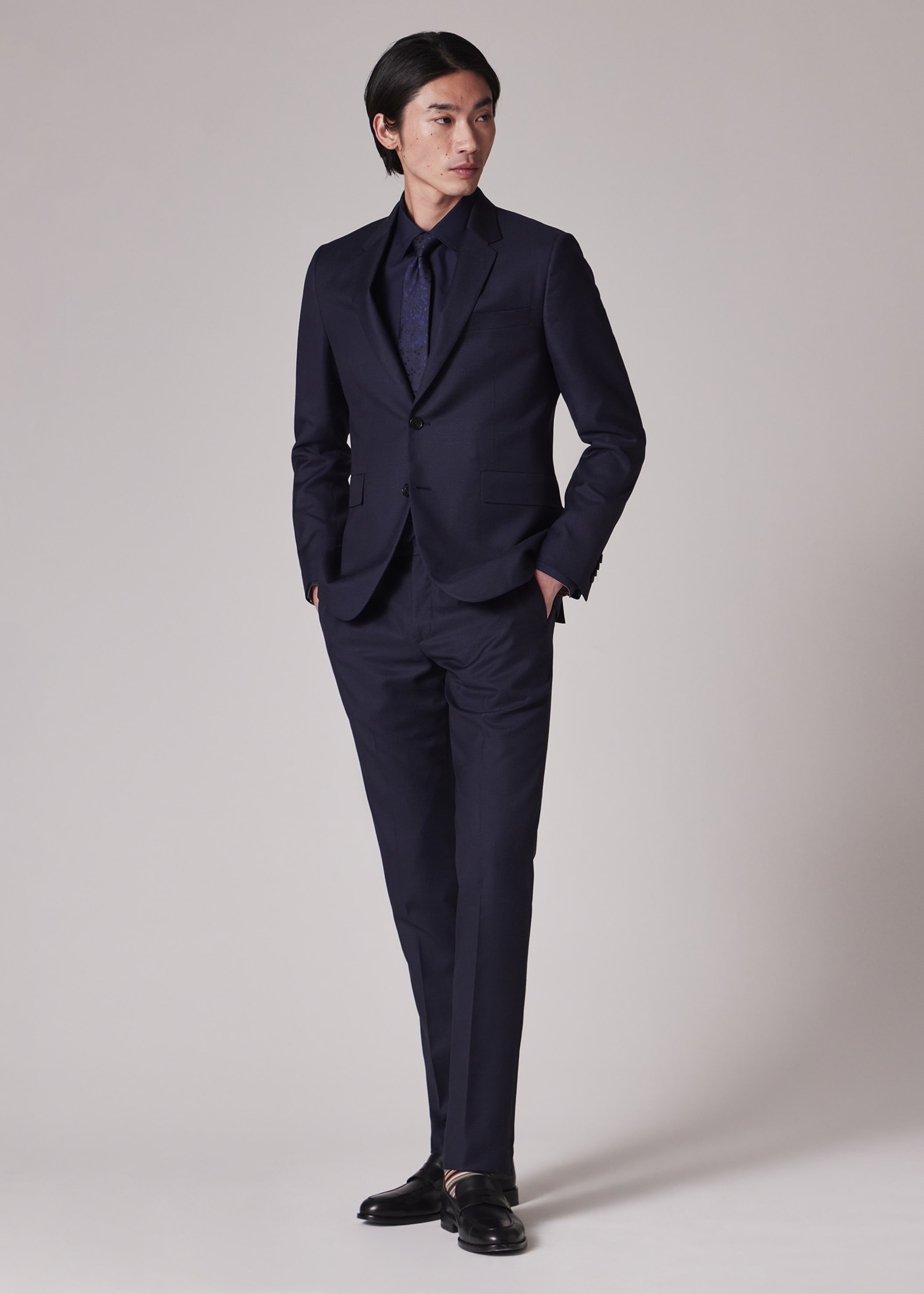 The Kensington - Men's Slim-Fit Dark Navy Pin Dot Wool Suit