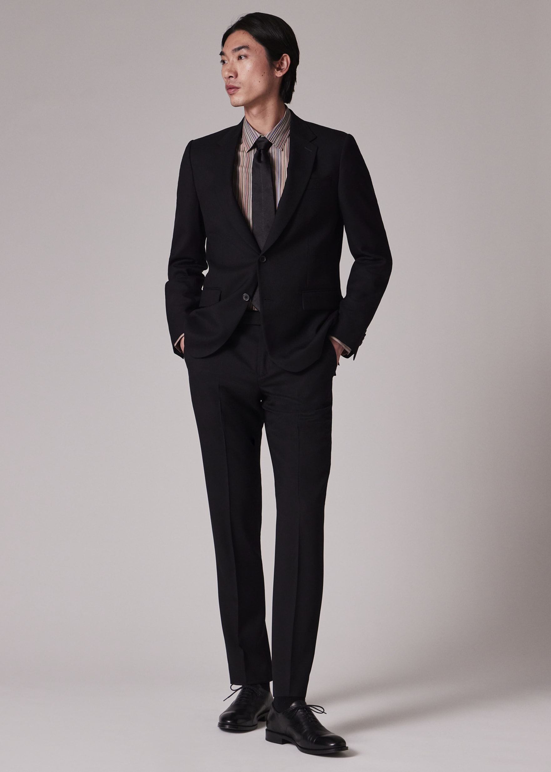 【新品】Paul Smith SOHO FIT ブラックスーツ The Soho - Men's Tailored-Fit Black Wool 'A Suit To Travel In'