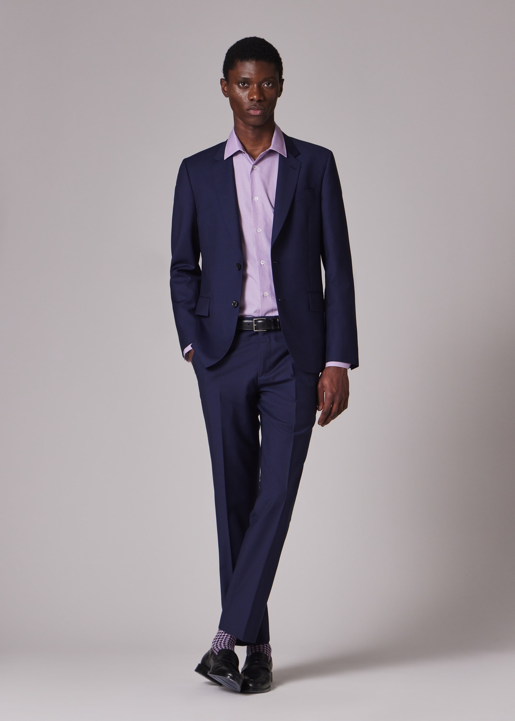 Paul Smith スーツ ダークネイビー Soho Fit The Soho - Tailored-Fit Navy Sharkskin Suit