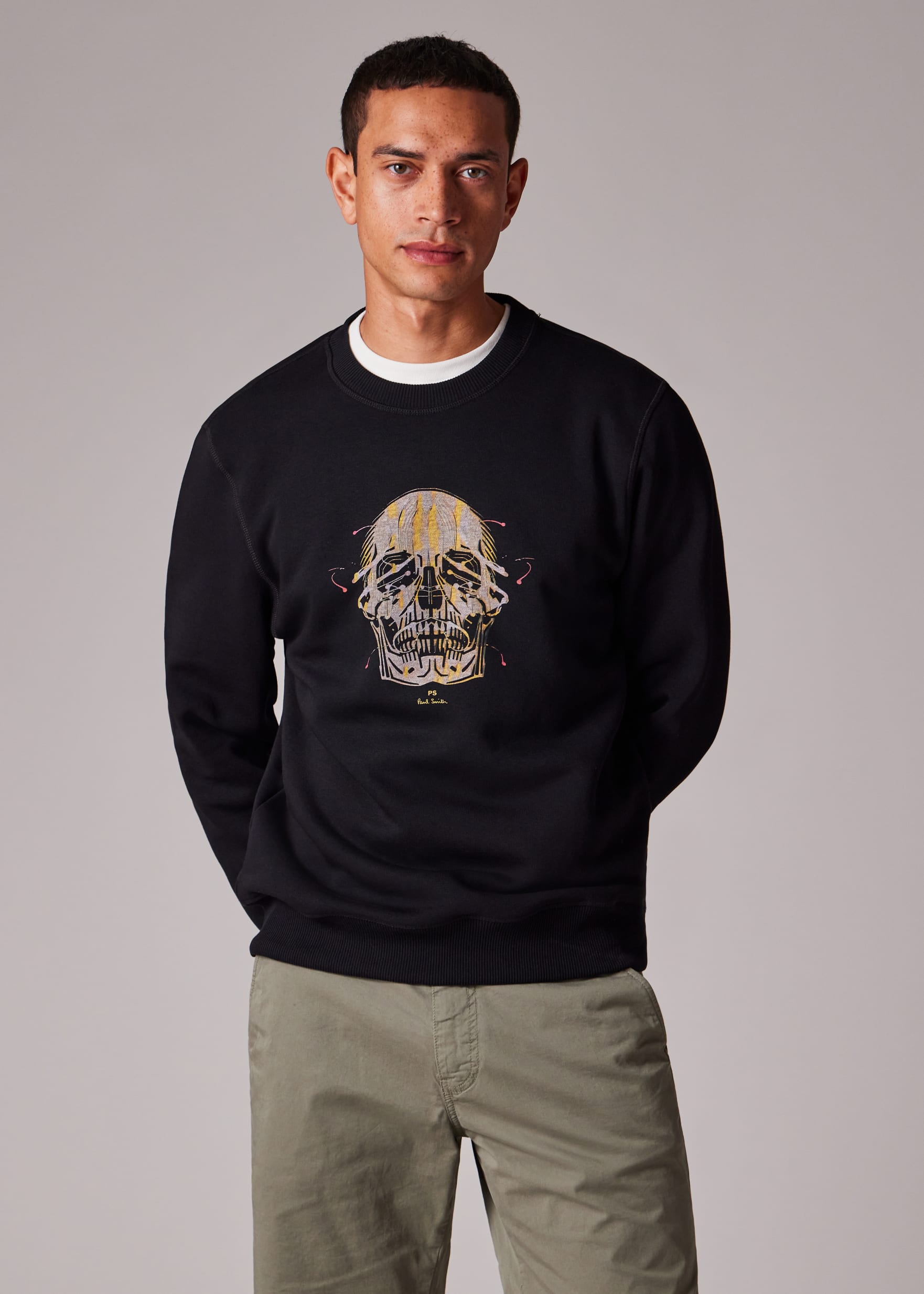 Men's Black 'Painted Skull' Print Sweatshirt
