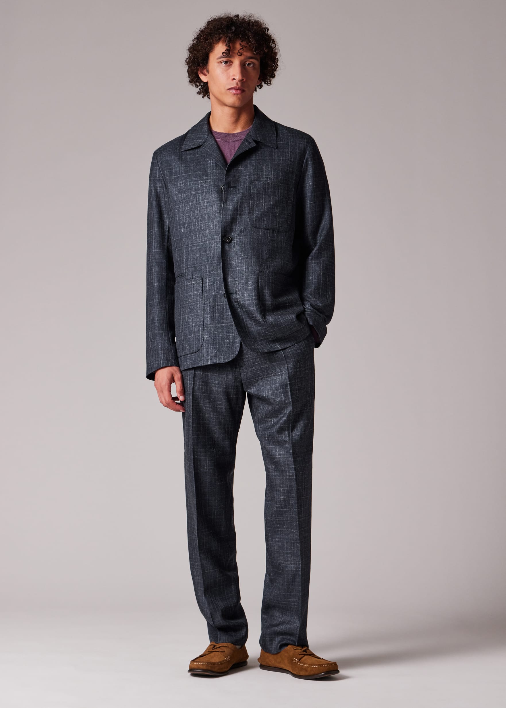 Men's Navy Wool-Silk Work Jacket