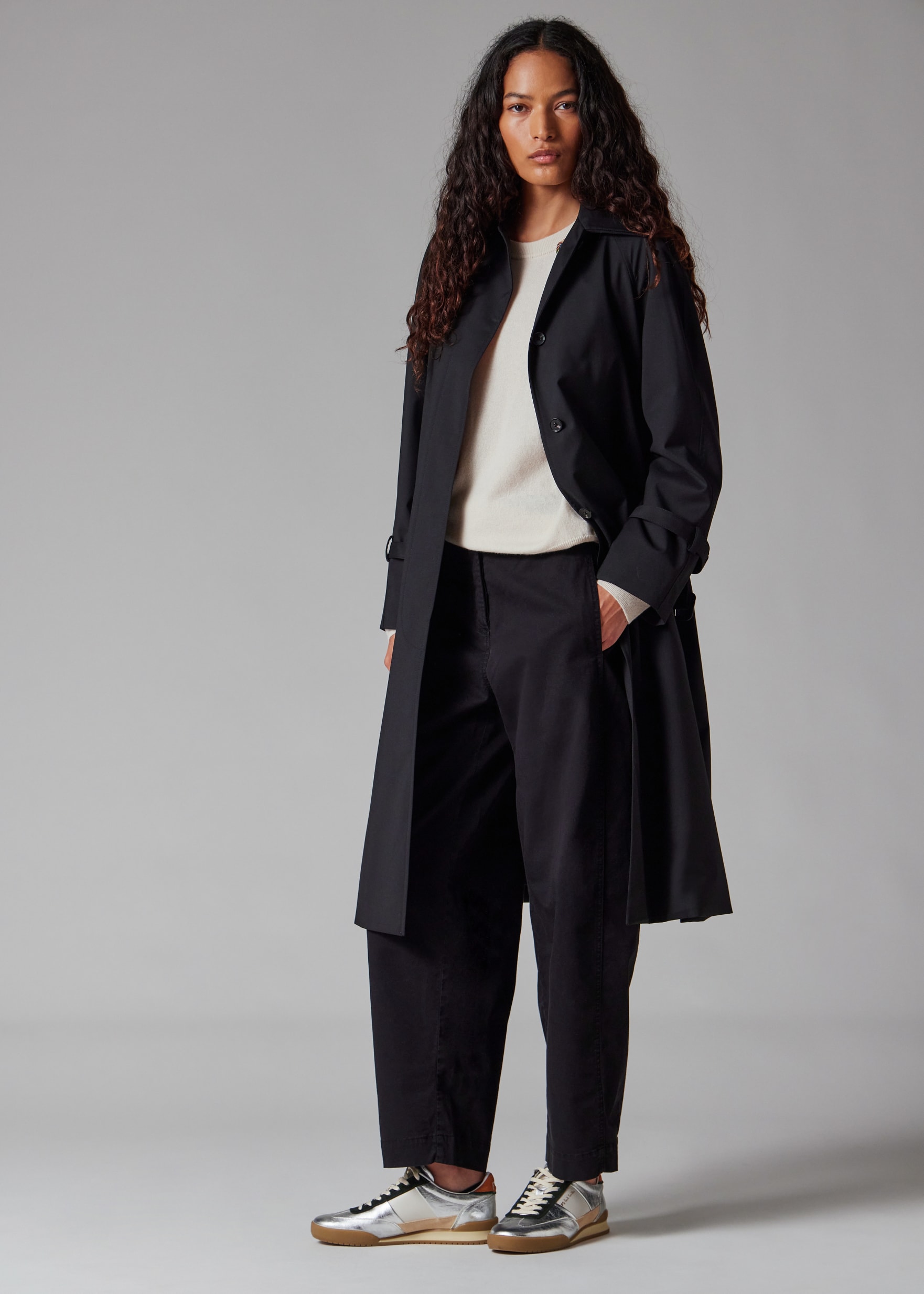 ジャケット・アウター Paul smith alpaca wool long coat navy ex Women's Navy Storm System Wool Mac With Detachable Liner