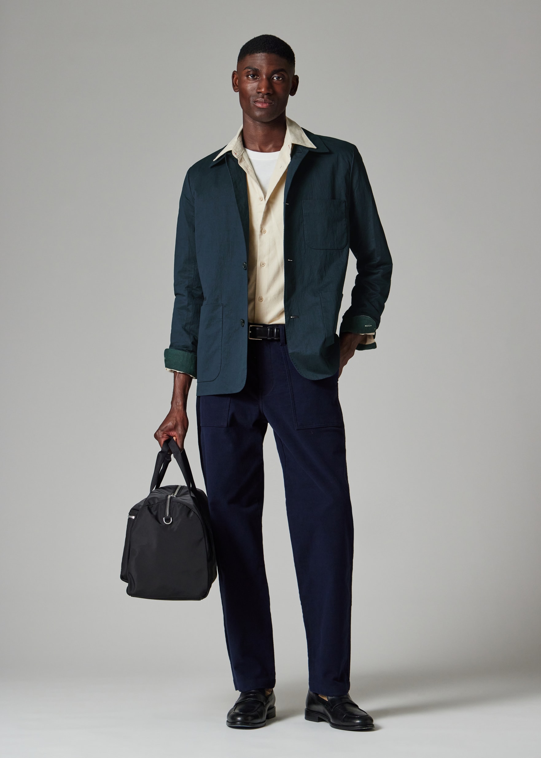 Men's Navy Peached Nylon-Blend Work Jacket