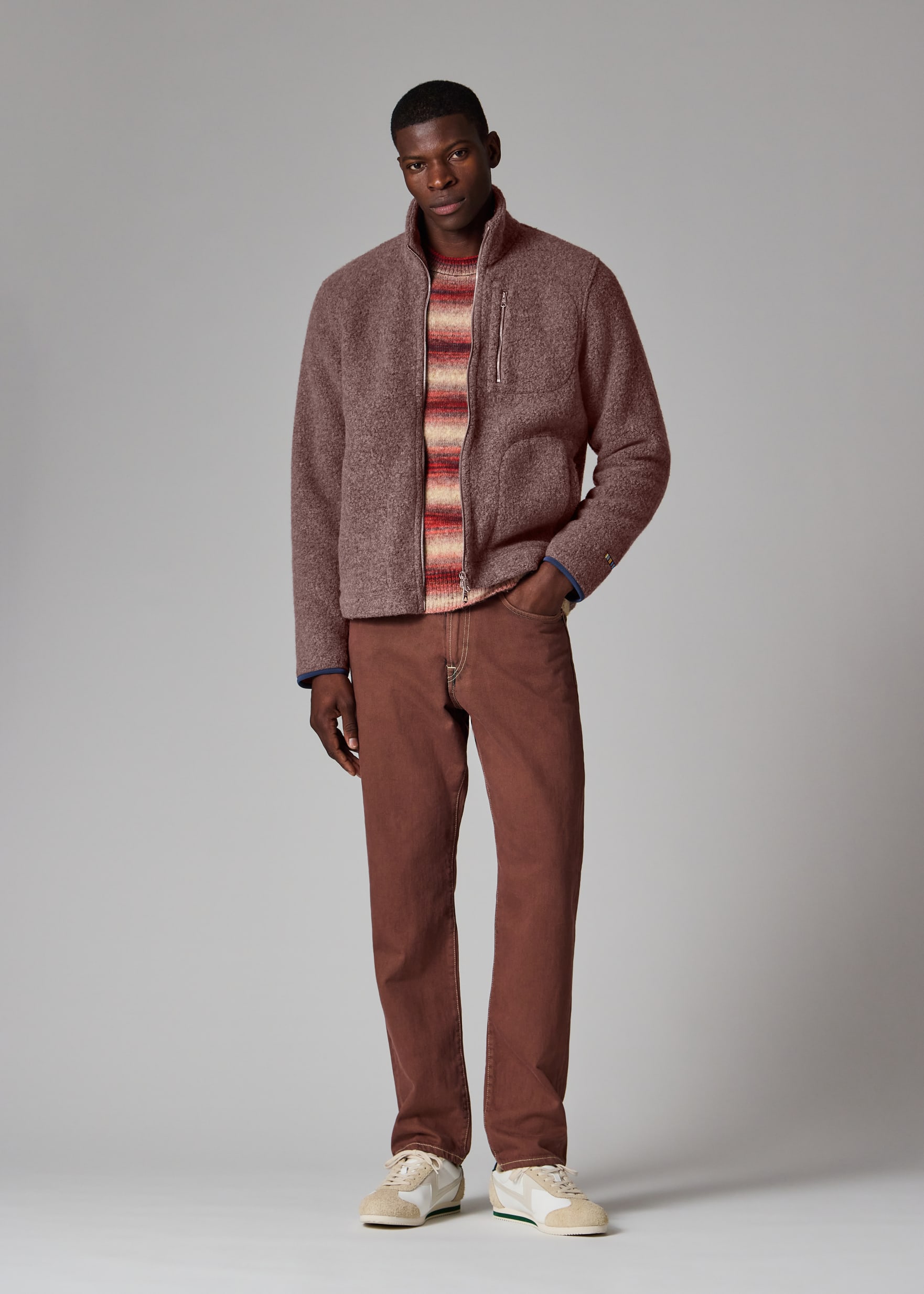 Men's Lilac Wool-Blend Zip Fleece Jacket