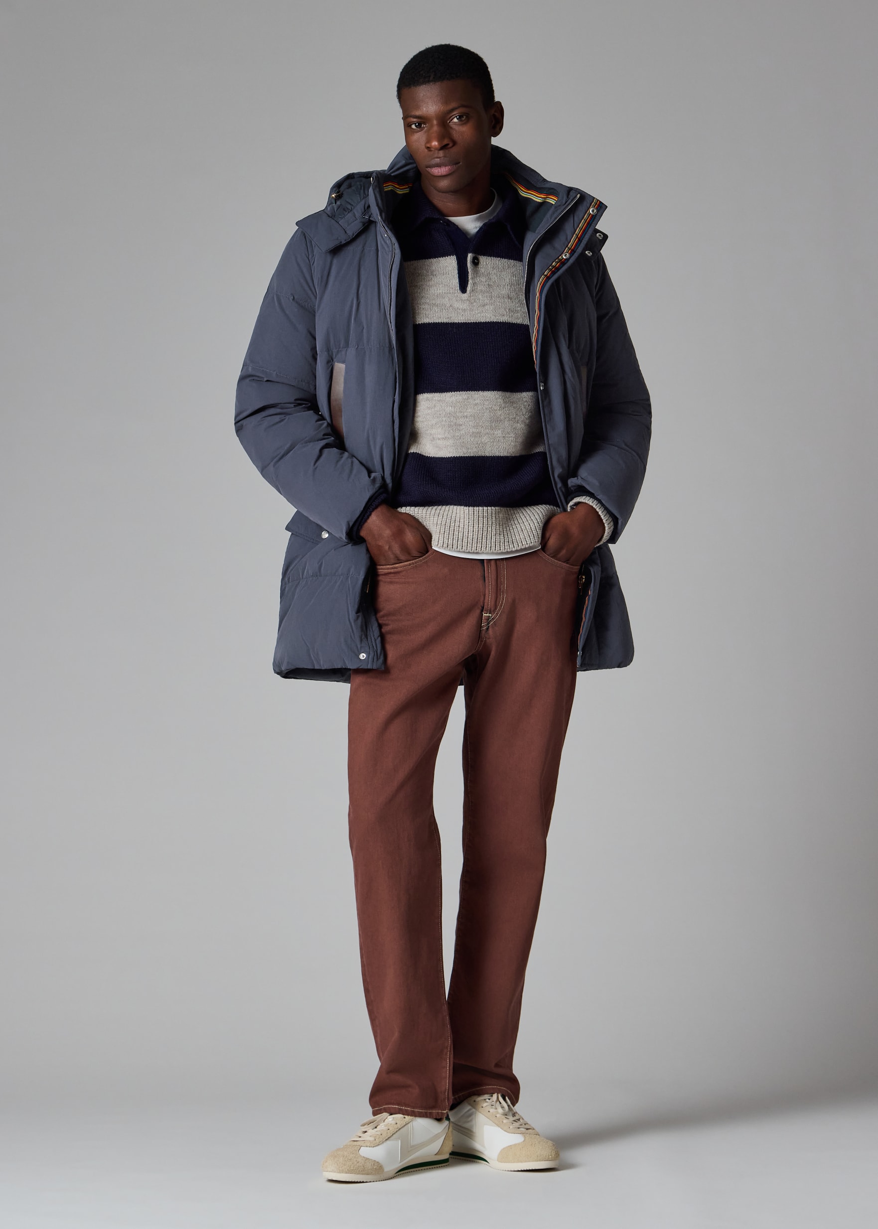 Men's Navy Long Padded Parka