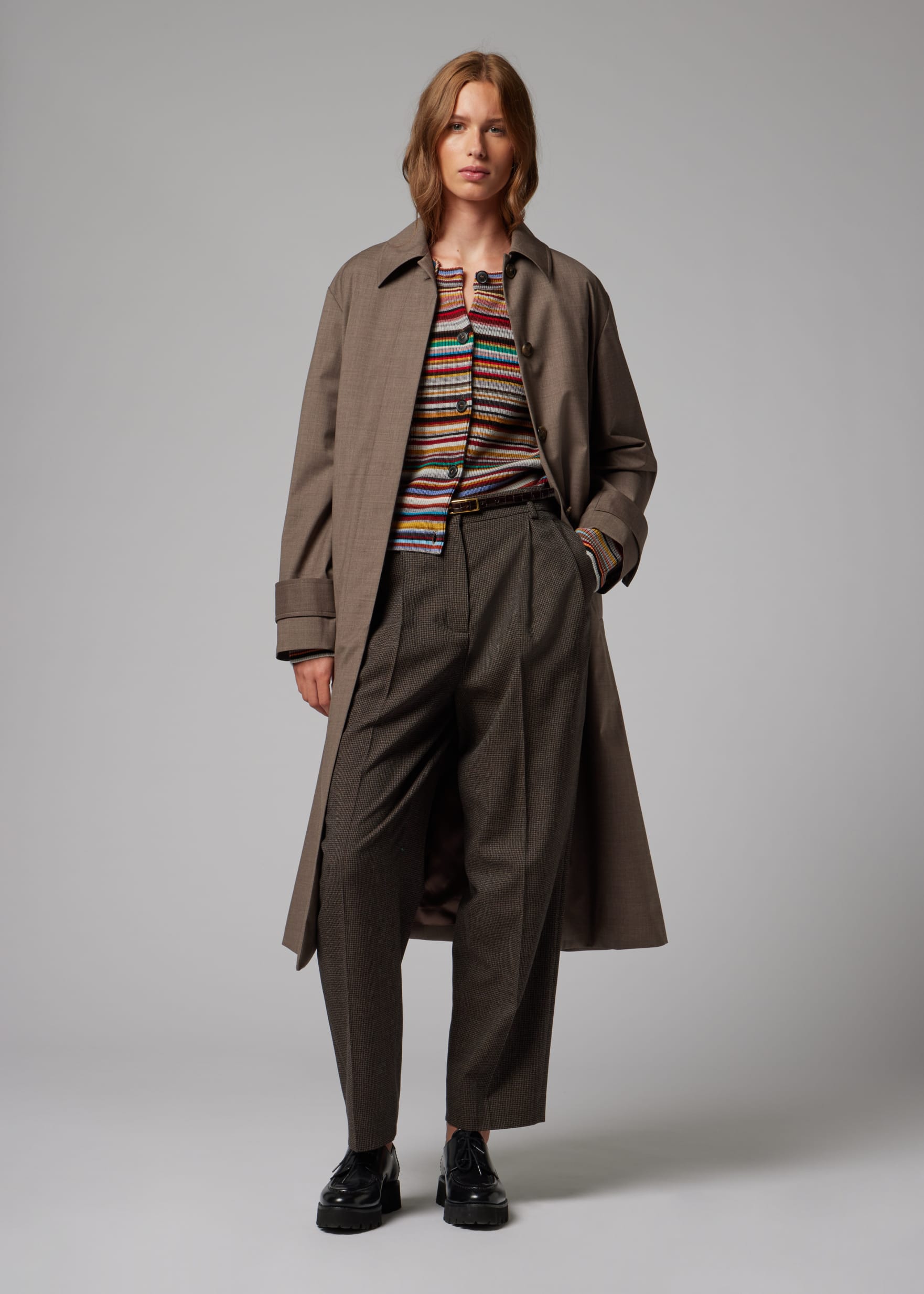 Women's Brown Melange 'Storm System' Wool Mac