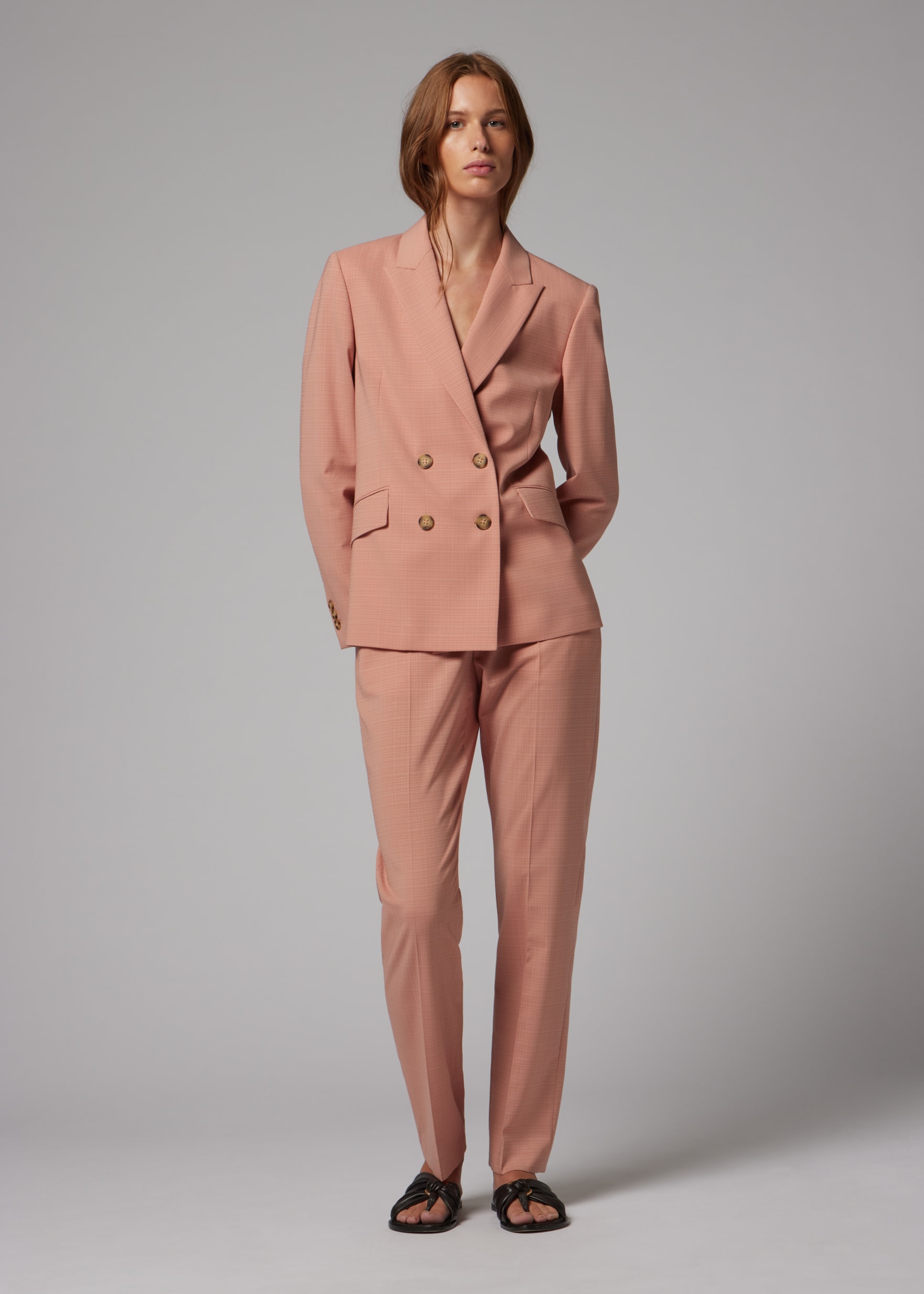 名作 Paul Smith 14aw ピンク セットアップ Women's Pink Cotton-Blend Double Breasted Blazer Paul Smith
