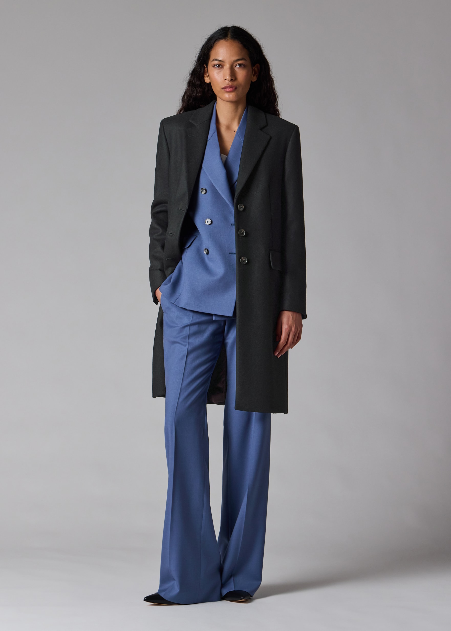 Women's Black Wool Epsom Coat