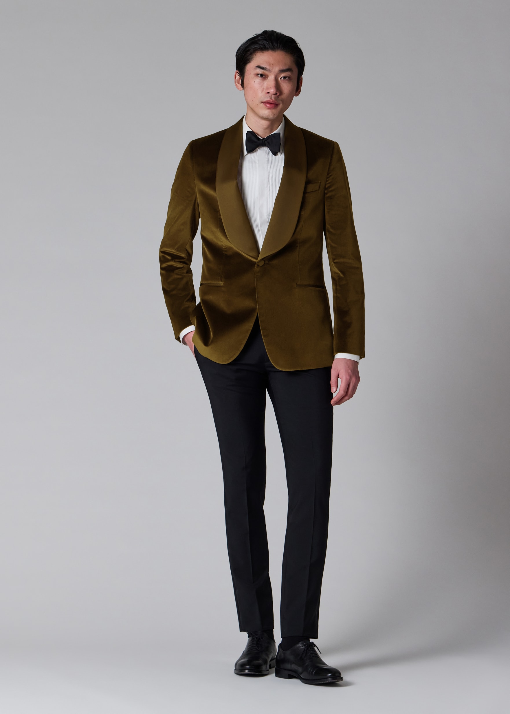 The Soho - Tailored-Fit Khaki Green Velvet Evening Blazer