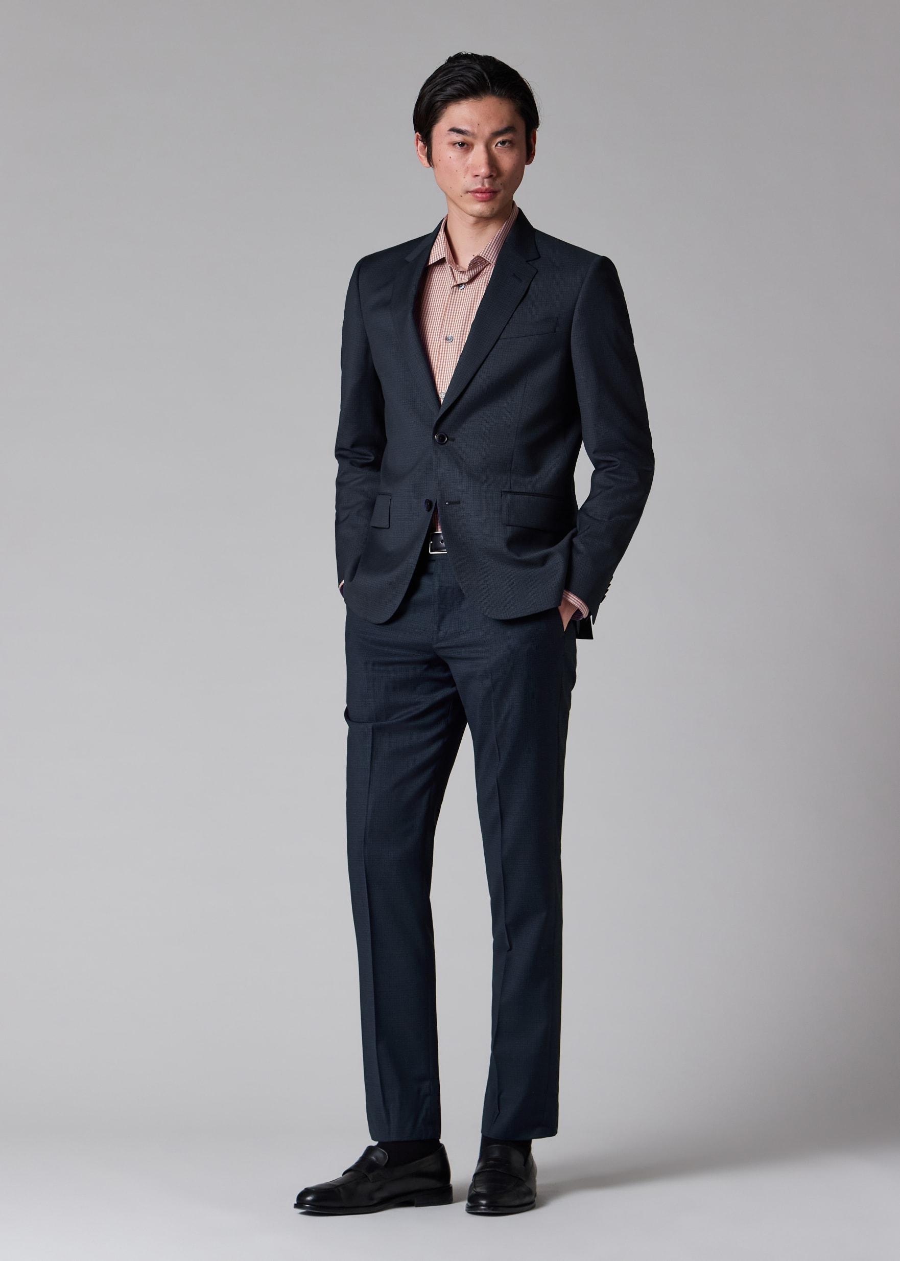 Men's Tailored-Fit Navy Puppytooth Wool Suit