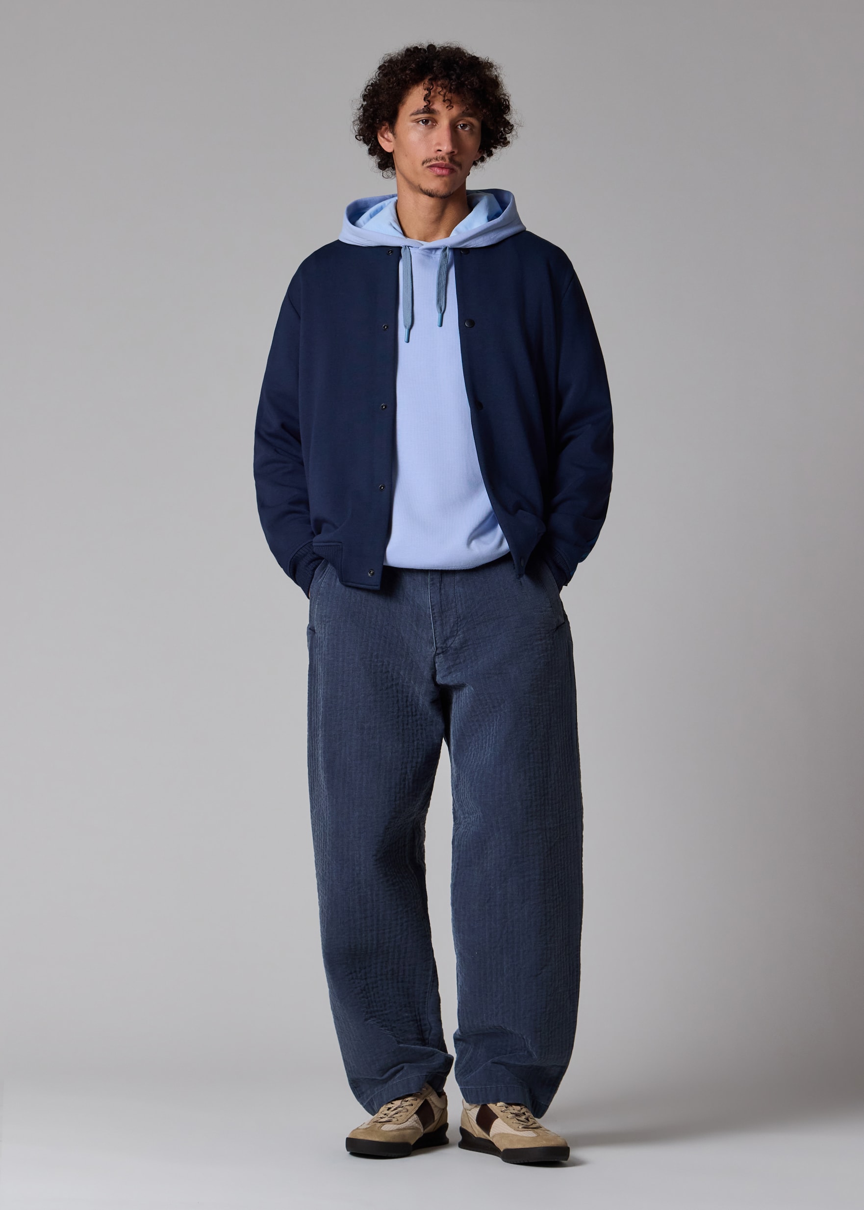 Men's Navy Jersey Bomber Jacket