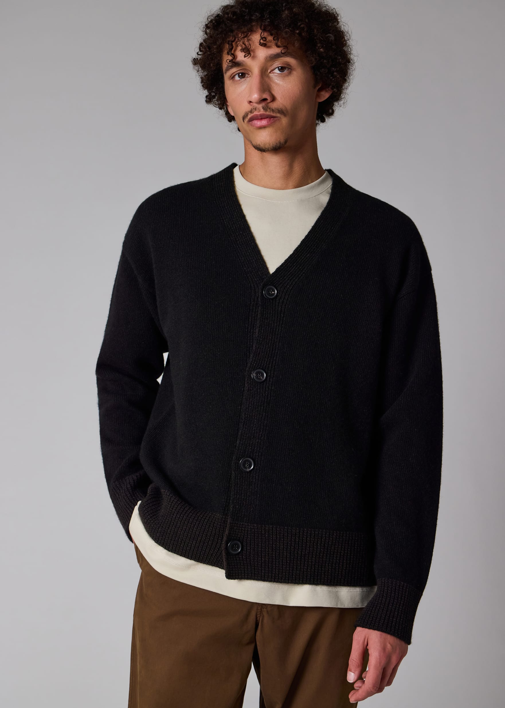 Men's Black Lambswool Cardigan