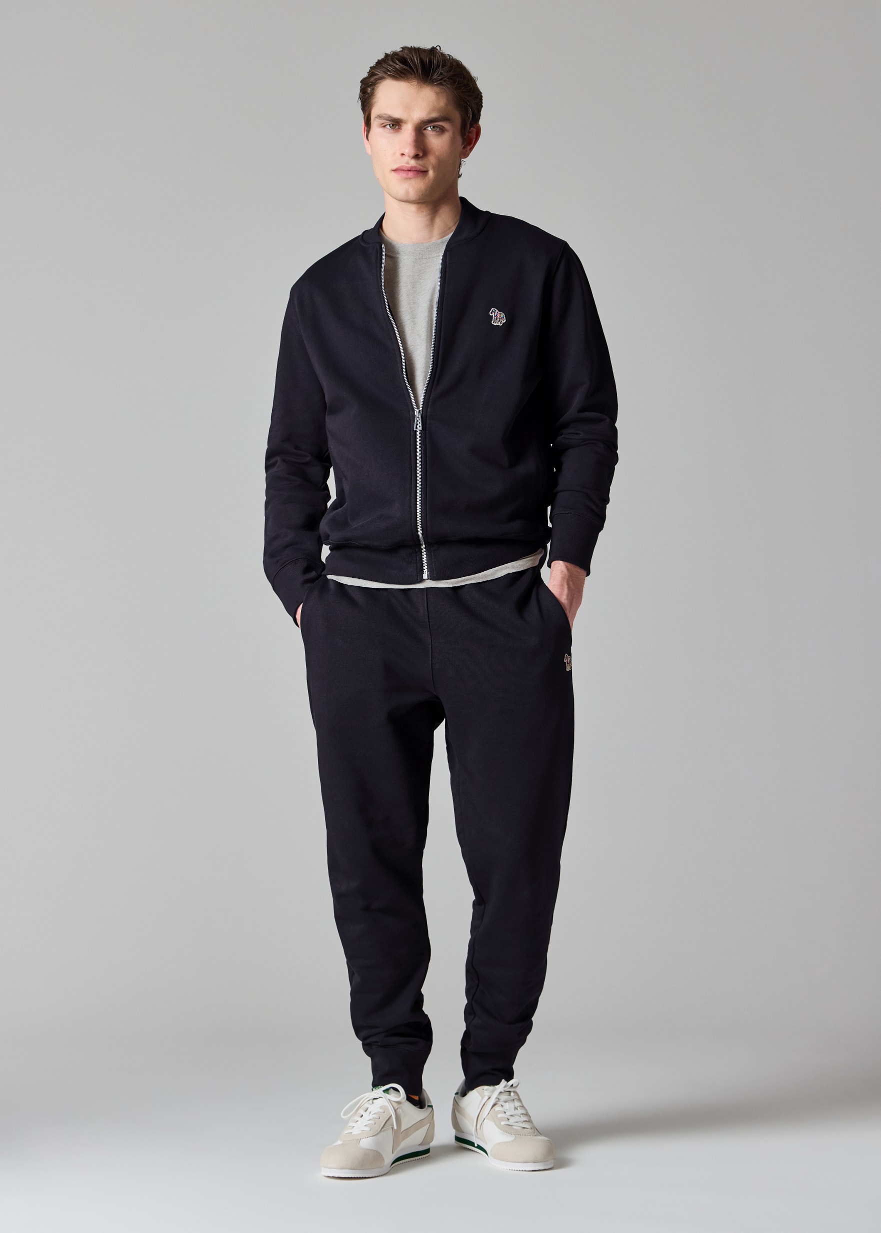 Men's Dark Navy Zebra Logo Cotton Sweatpants
