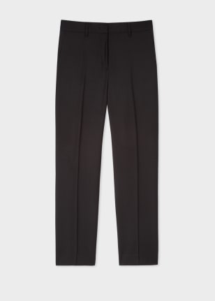 Front View - A Suit To Travel In - Women's Black Slim-Fit Wool Trousers Paul Smith