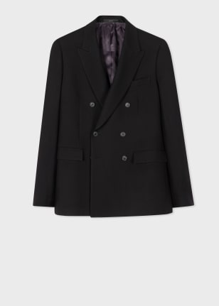 Product view - Black Wool Double-Breasted Blazer