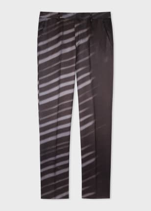 Front View - Charcoal 'Morning Light' Viscose-Wool Trousers Paul Smith