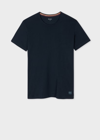 Model View - Men's Navy Cotton Lounge T-Shirt by Paul Smith