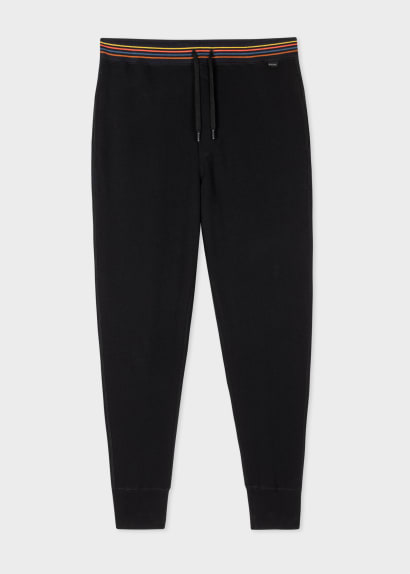 Front View - Black Cotton 'Artist Stripe' Lounge Pants Paul Smith