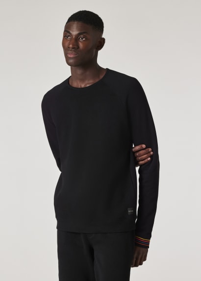 Model View - Black Cotton 'Artist Stripe' Cuff Long-Sleeve Lounge Top Paul Smith