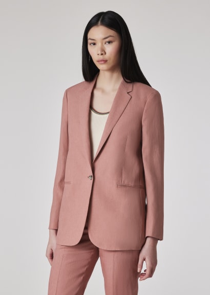 Model View - Women's Pink Linen Travel Blazer Paul Smith