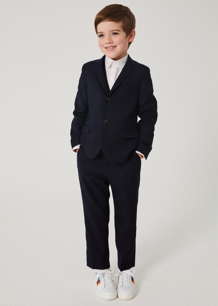 Model View - 2-16 Years Navy Wool Blazer Paul Smith